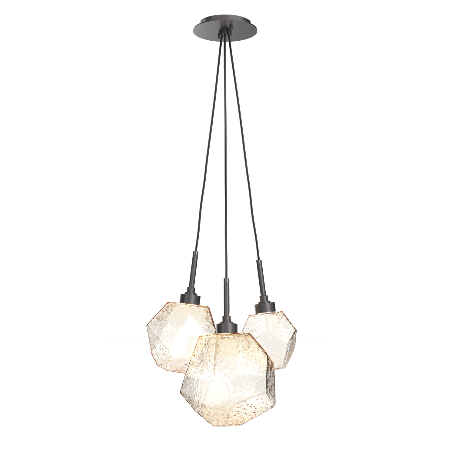 CHB0039-0E-GP-A-Hammerton-Studio-Gem-3-light-cluster-pendant-light-with-graphite-finish-and-amber-blown-glass-shades-and-LED-lamping