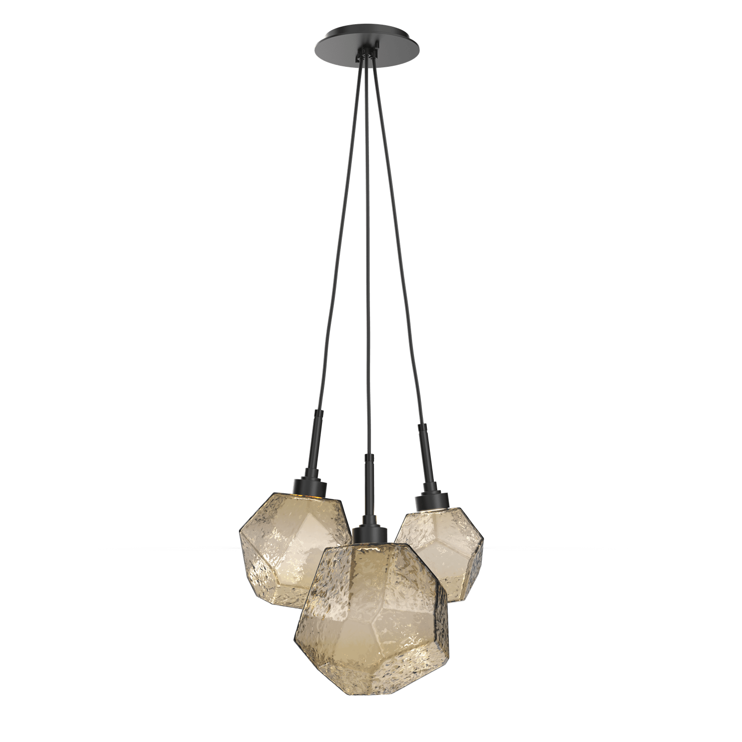 CHB0039-0E-MB-B-Hammerton-Studio-Gem-3-light-cluster-pendant-light-with-matte-black-finish-and-bronze-blown-glass-shades-and-LED-lamping