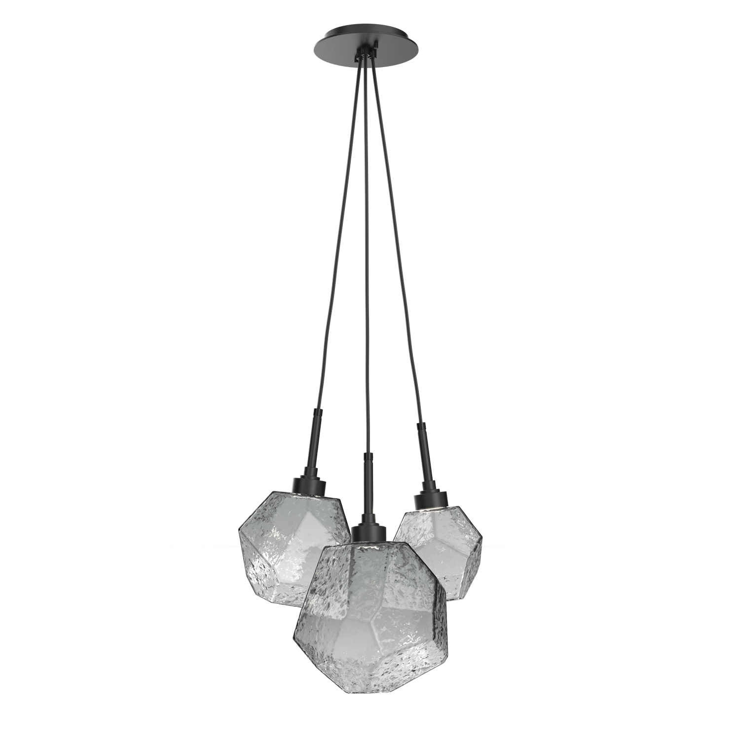 CHB0039-0E-MB-S-Hammerton-Studio-Gem-3-light-cluster-pendant-light-with-matte-black-finish-and-smoke-blown-glass-shades-and-LED-lamping