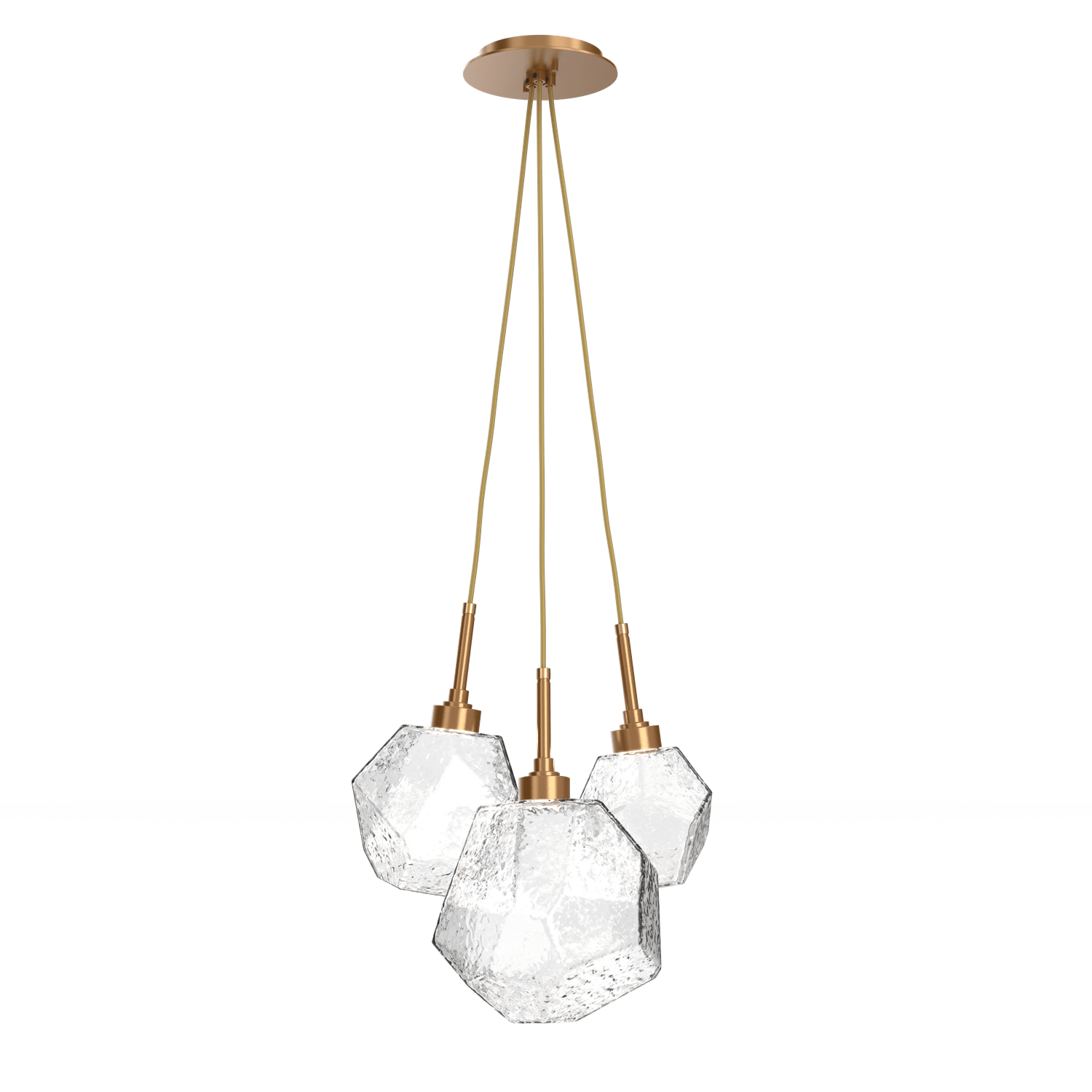 CHB0039-0E-NB-C-Hammerton-Studio-Gem-3-light-cluster-pendant-light-with-novel-brass-finish-and-clear-blown-glass-shades-and-LED-lamping