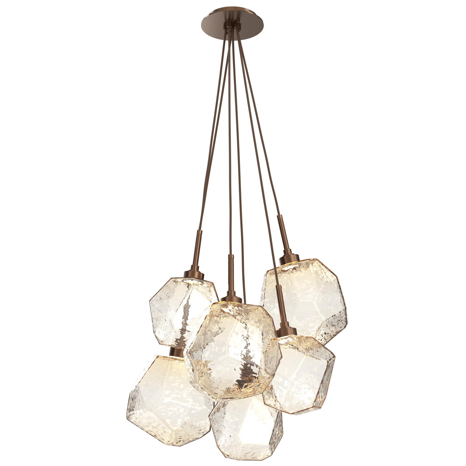 CHB0039-0F-BB-A-Hammerton-Studio-Gem-6-light-cluster-pendant-light-with-burnished-bronze-finish-and-amber-blown-glass-shades-and-LED-lamping