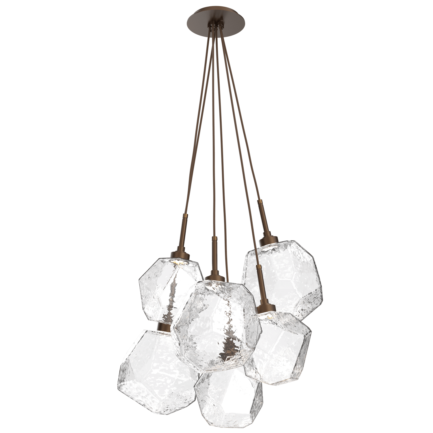 CHB0039-0F-FB-C-Hammerton-Studio-Gem-6-light-cluster-pendant-light-with-flat-bronze-finish-and-clear-blown-glass-shades-and-LED-lamping