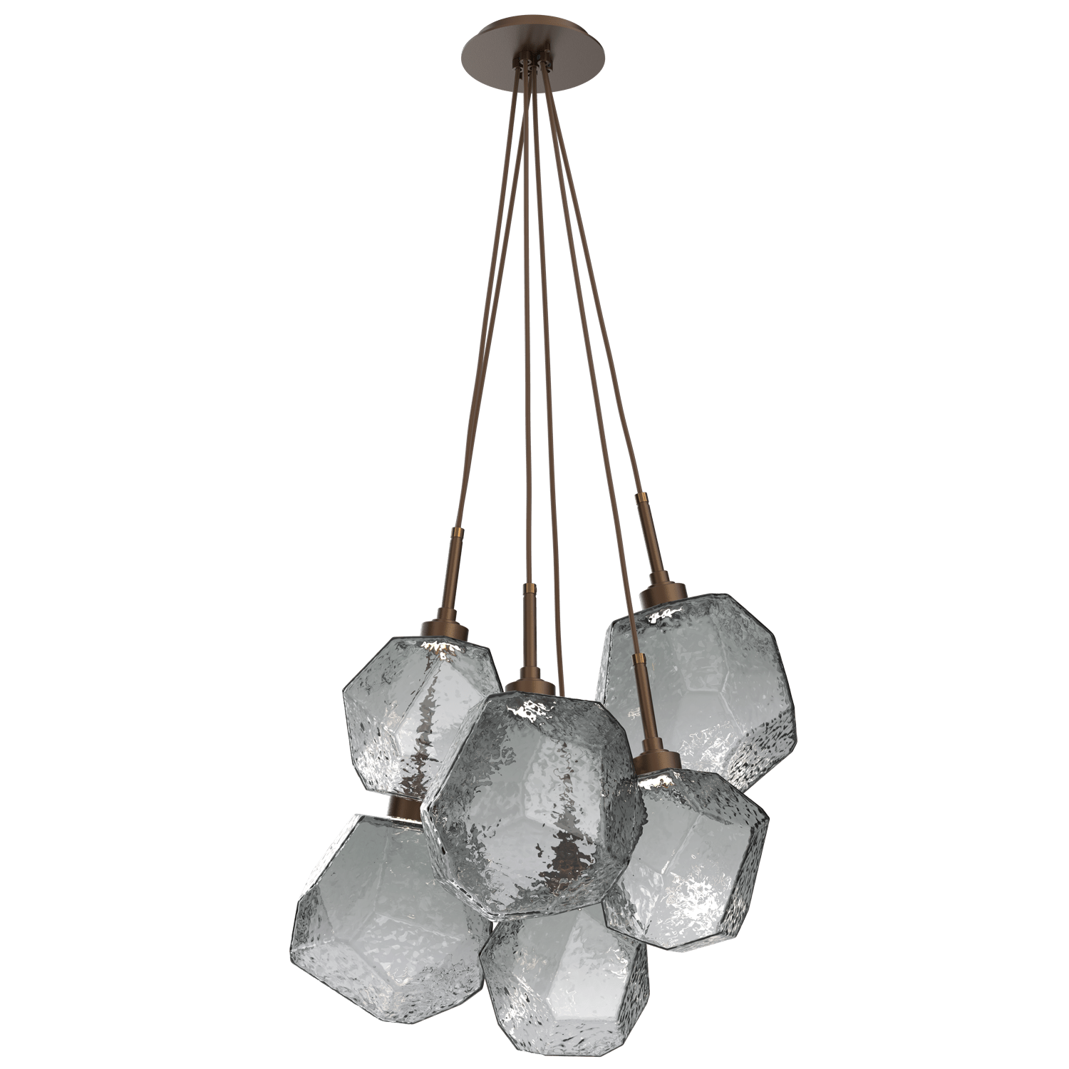 CHB0039-0F-FB-S-Hammerton-Studio-Gem-6-light-cluster-pendant-light-with-flat-bronze-finish-and-smoke-blown-glass-shades-and-LED-lamping