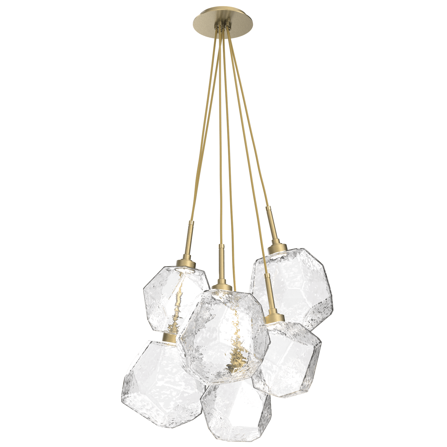 CHB0039-0F-GB-C-Hammerton-Studio-Gem-6-light-cluster-pendant-light-with-gilded-brass-finish-and-clear-blown-glass-shades-and-LED-lamping