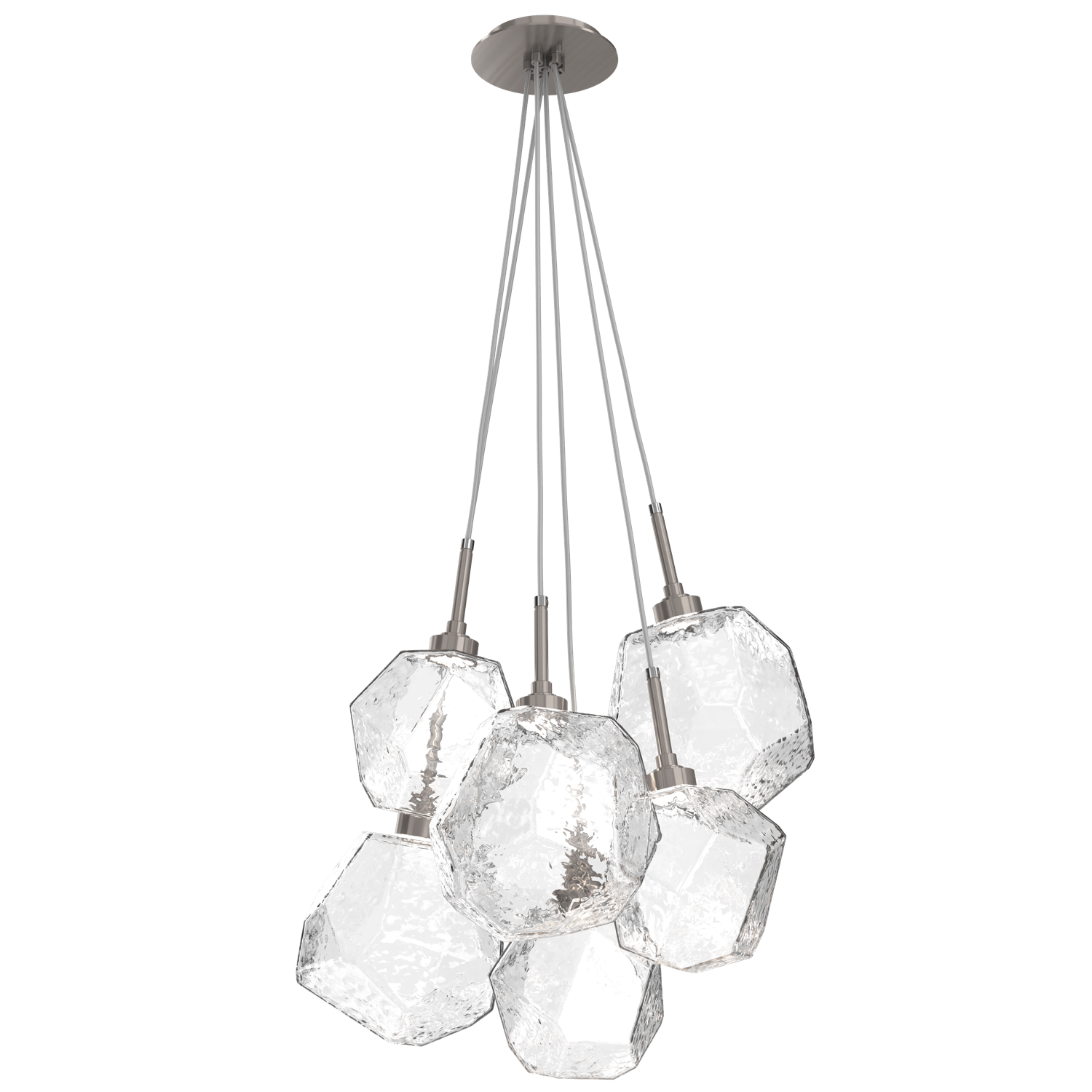 CHB0039-0F-GM-C-Hammerton-Studio-Gem-6-light-cluster-pendant-light-with-gunmetal-finish-and-clear-blown-glass-shades-and-LED-lamping