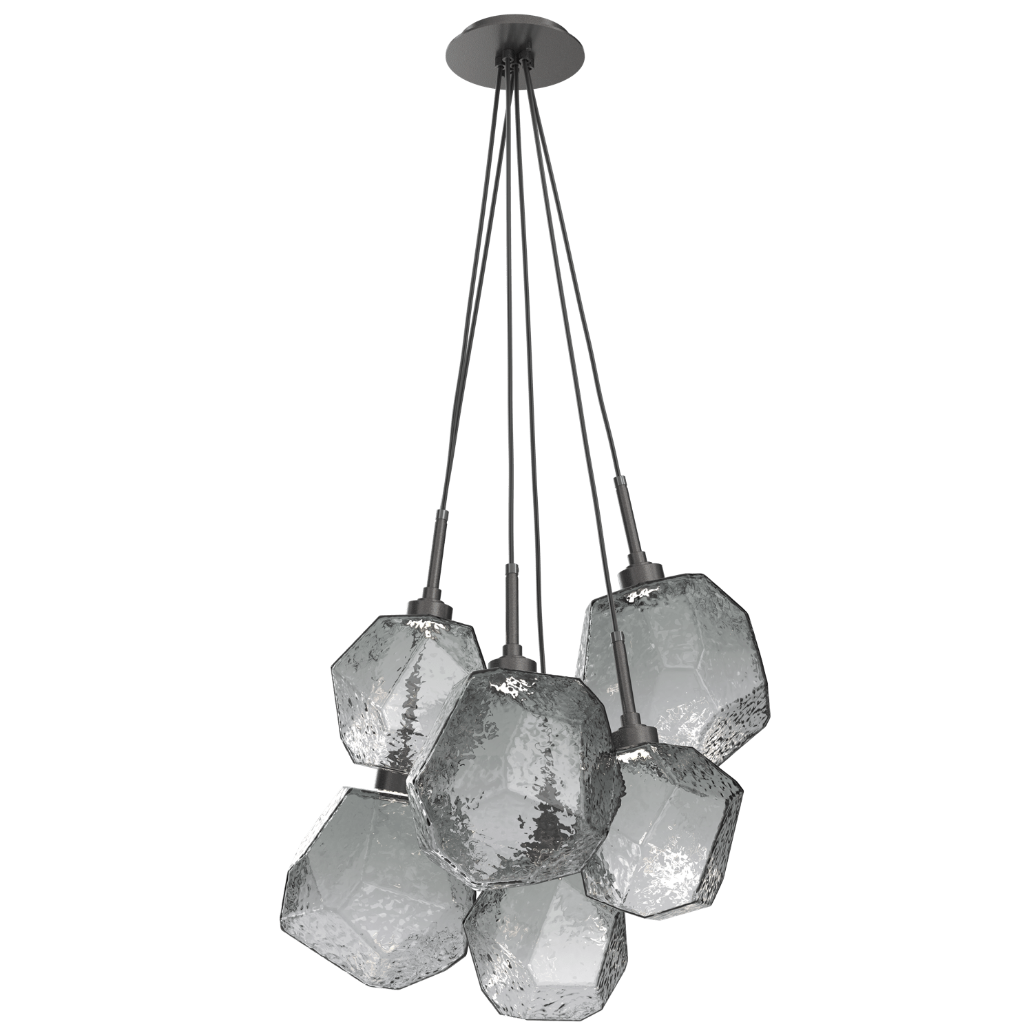 CHB0039-0F-GP-S-Hammerton-Studio-Gem-6-light-cluster-pendant-light-with-graphite-finish-and-smoke-blown-glass-shades-and-LED-lamping