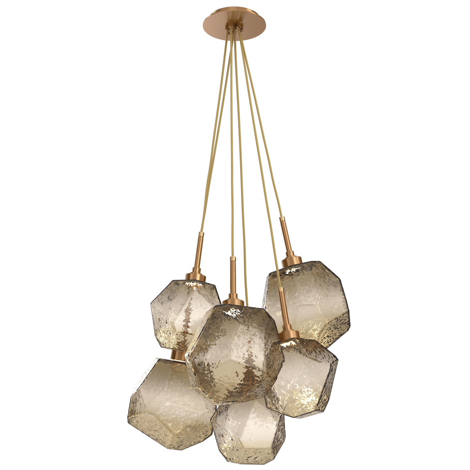 CHB0039-0F-NB-B-Hammerton-Studio-Gem-6-light-cluster-pendant-light-with-novel-brass-finish-and-bronze-blown-glass-shades-and-LED-lamping