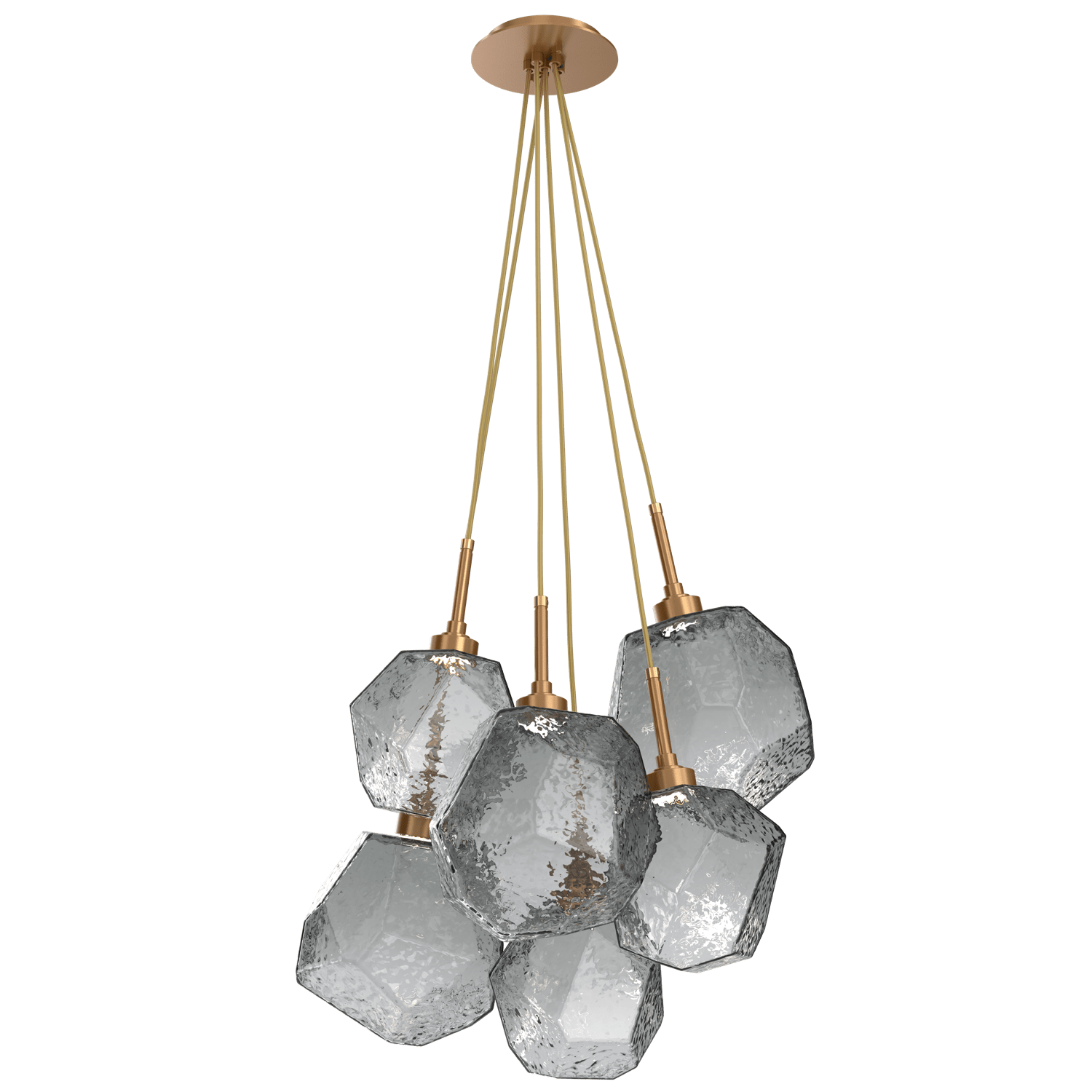 CHB0039-0F-NB-S-Hammerton-Studio-Gem-6-light-cluster-pendant-light-with-novel-brass-finish-and-smoke-blown-glass-shades-and-LED-lamping