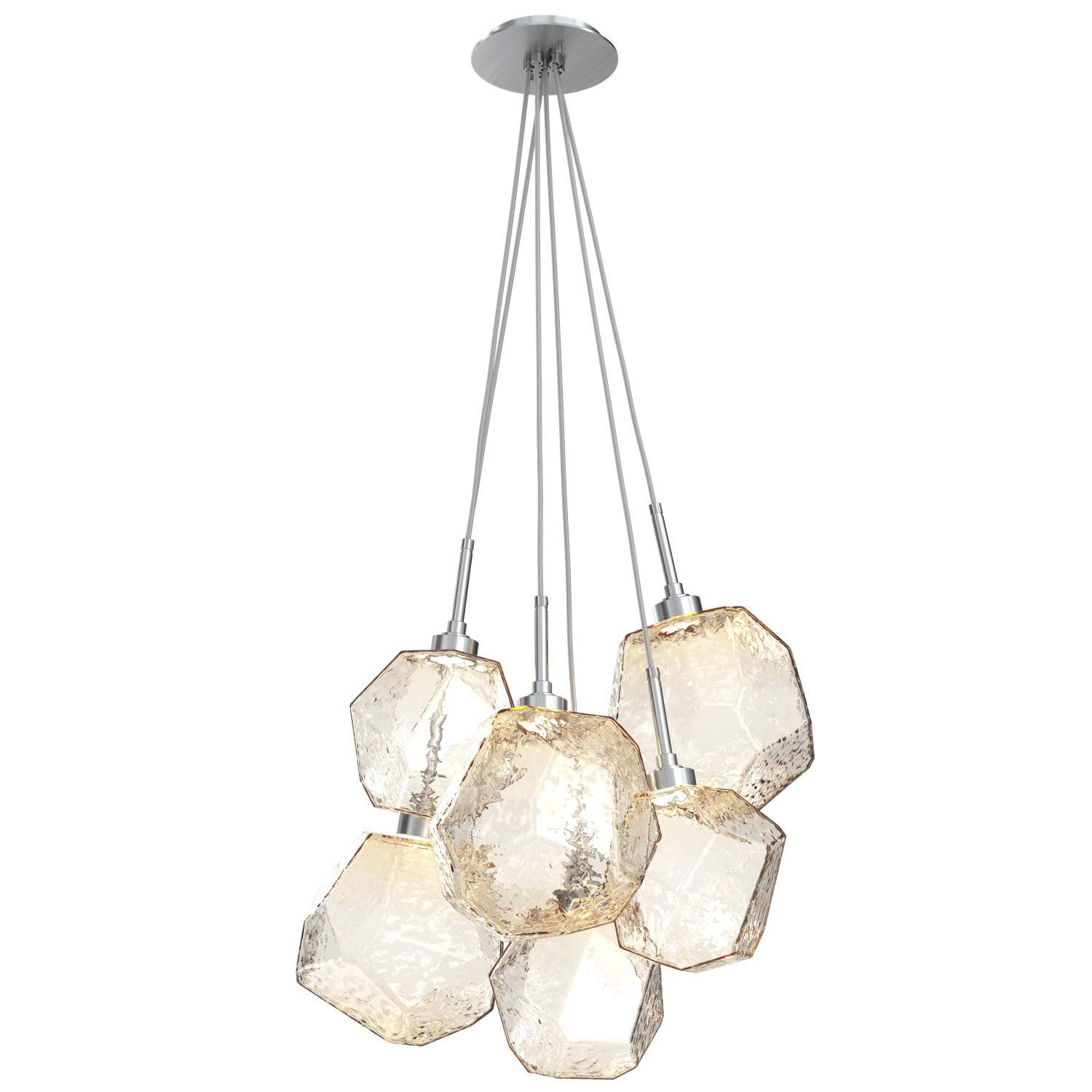 CHB0039-0F-SN-A-Hammerton-Studio-Gem-6-light-cluster-pendant-light-with-satin-nickel-finish-and-amber-blown-glass-shades-and-LED-lamping