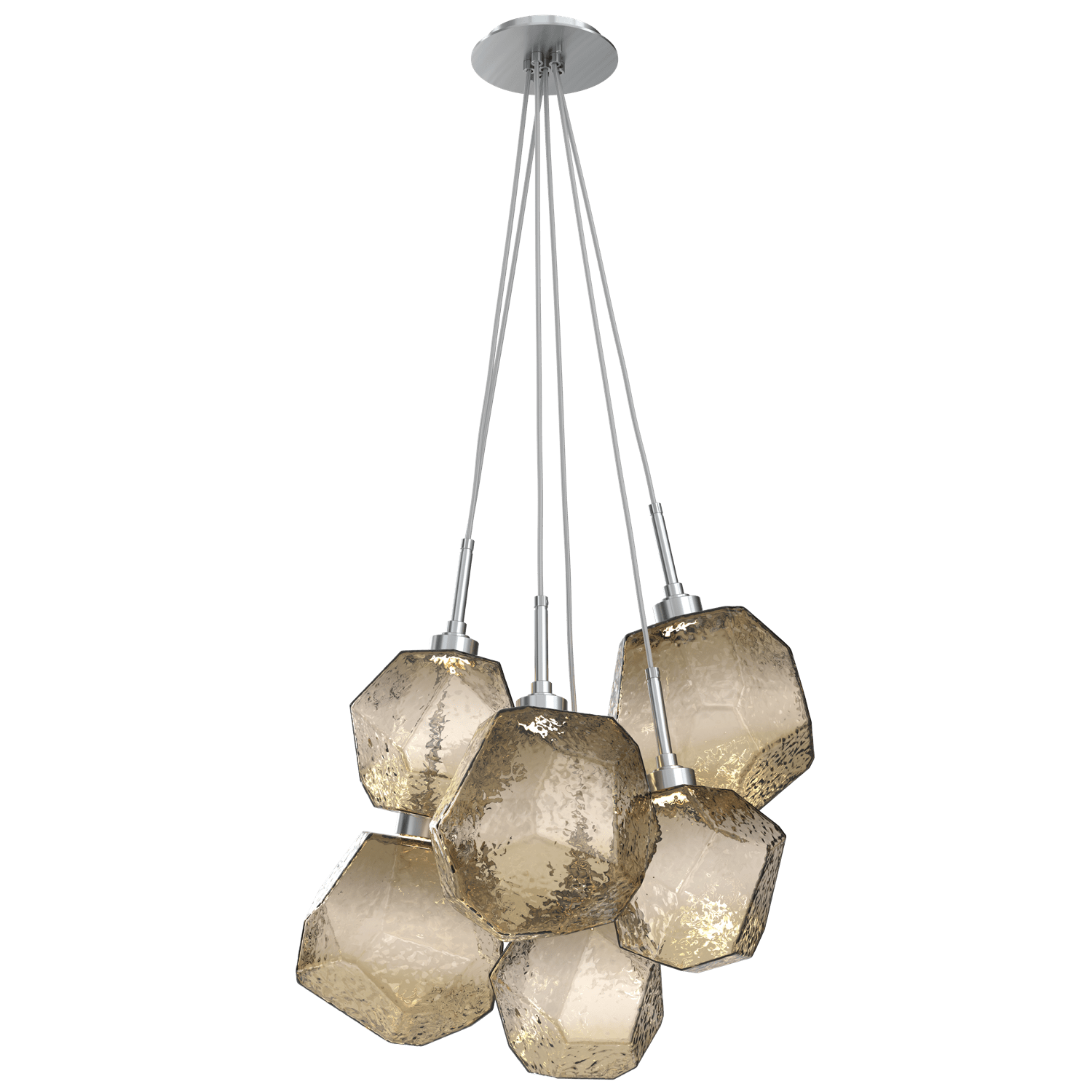 CHB0039-0F-SN-B-Hammerton-Studio-Gem-6-light-cluster-pendant-light-with-satin-nickel-finish-and-bronze-blown-glass-shades-and-LED-lamping
