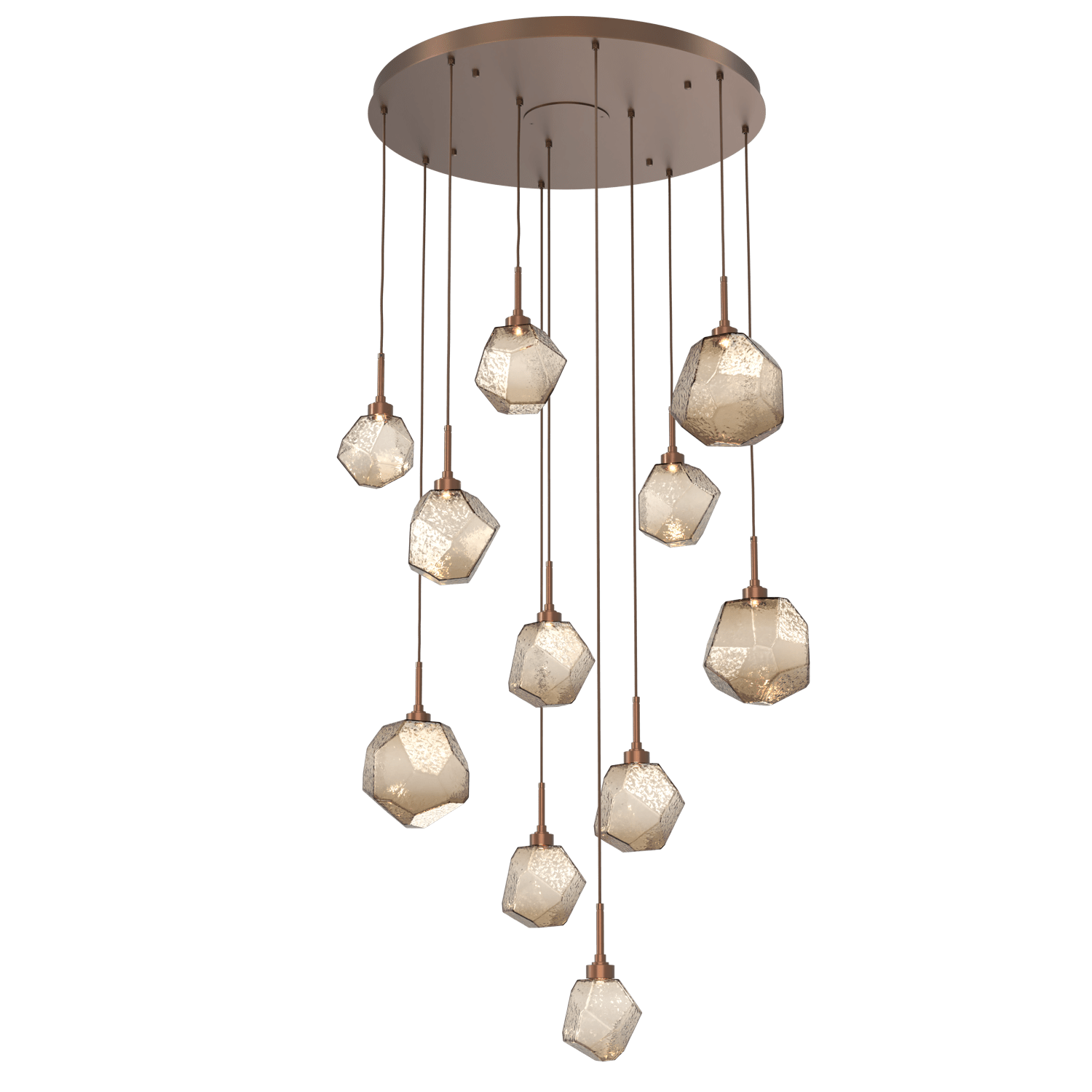 CHB0039-11-BB-B-Hammerton-Studio-Gem-11-light-round-pendant-chandelier-with-burnished-bronze-finish-and-bronze-blown-glass-shades-and-LED-lamping