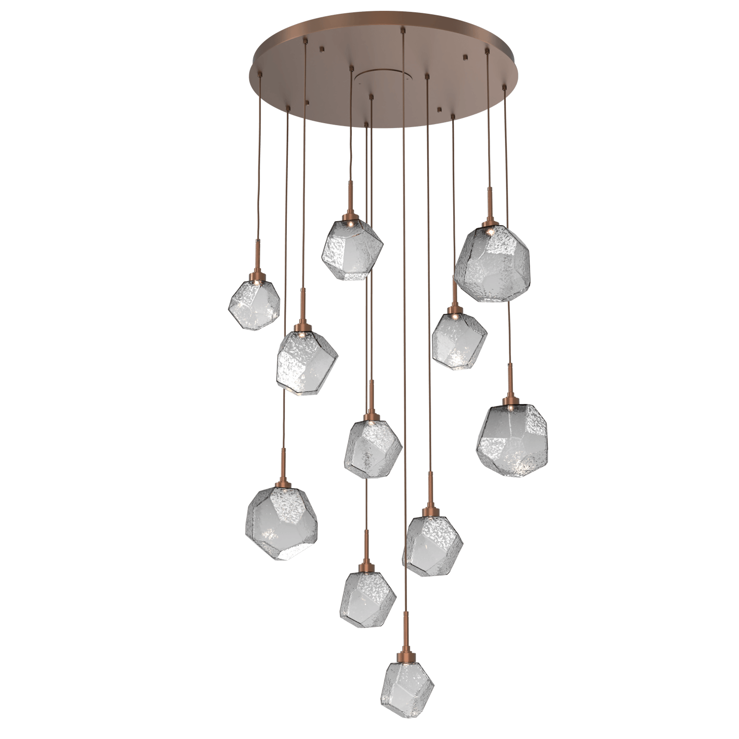 CHB0039-11-BB-S-Hammerton-Studio-Gem-11-light-round-pendant-chandelier-with-burnished-bronze-finish-and-smoke-blown-glass-shades-and-LED-lamping