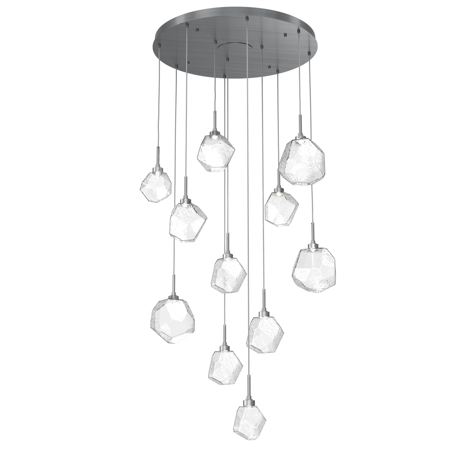 CHB0039-11-GM-C-Hammerton-Studio-Gem-11-light-round-pendant-chandelier-with-gunmetal-finish-and-clear-blown-glass-shades-and-LED-lamping