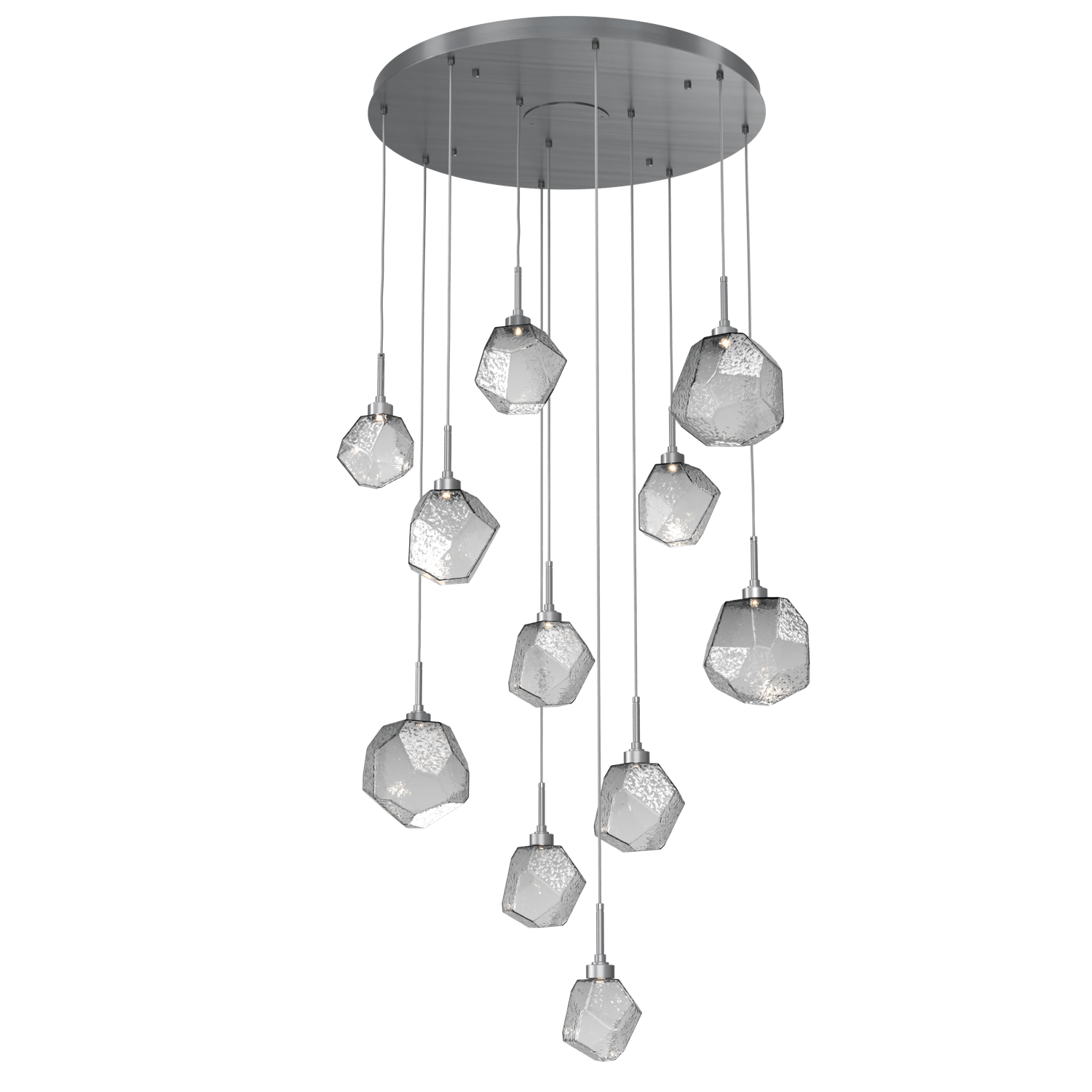 CHB0039-11-GM-S-Hammerton-Studio-Gem-11-light-round-pendant-chandelier-with-gunmetal-finish-and-smoke-blown-glass-shades-and-LED-lamping