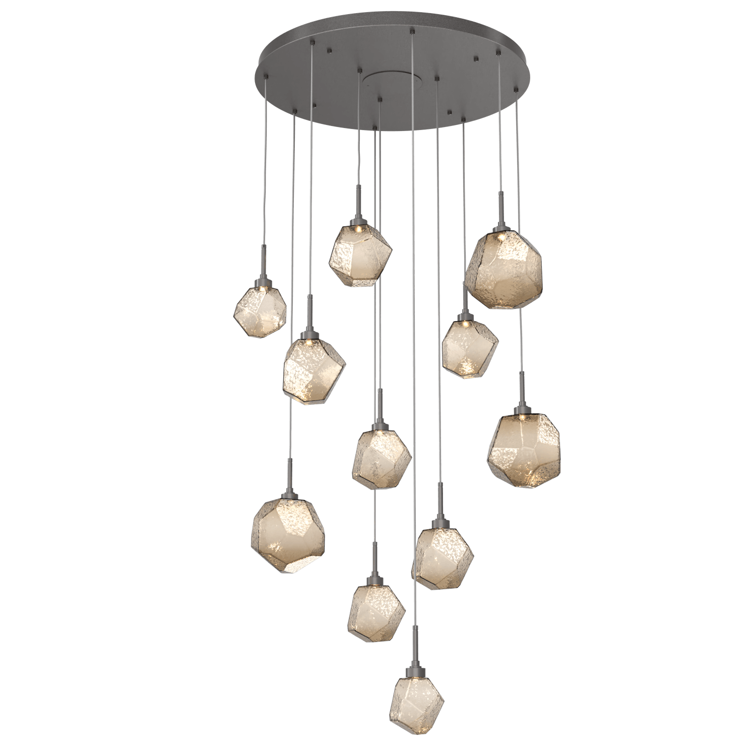 CHB0039-11-GP-B-Hammerton-Studio-Gem-11-light-round-pendant-chandelier-with-graphite-finish-and-bronze-blown-glass-shades-and-LED-lamping