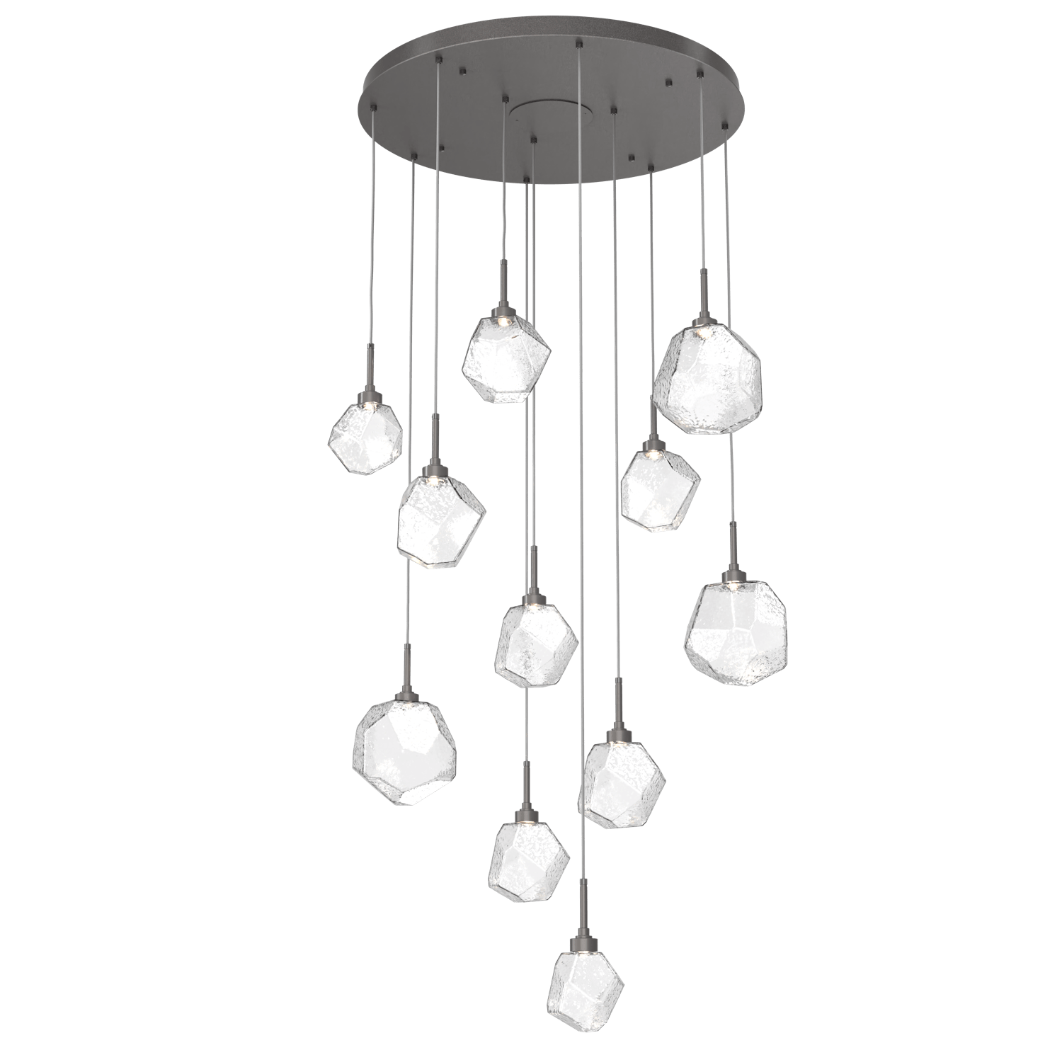 CHB0039-11-GP-C-Hammerton-Studio-Gem-11-light-round-pendant-chandelier-with-graphite-finish-and-clear-blown-glass-shades-and-LED-lamping