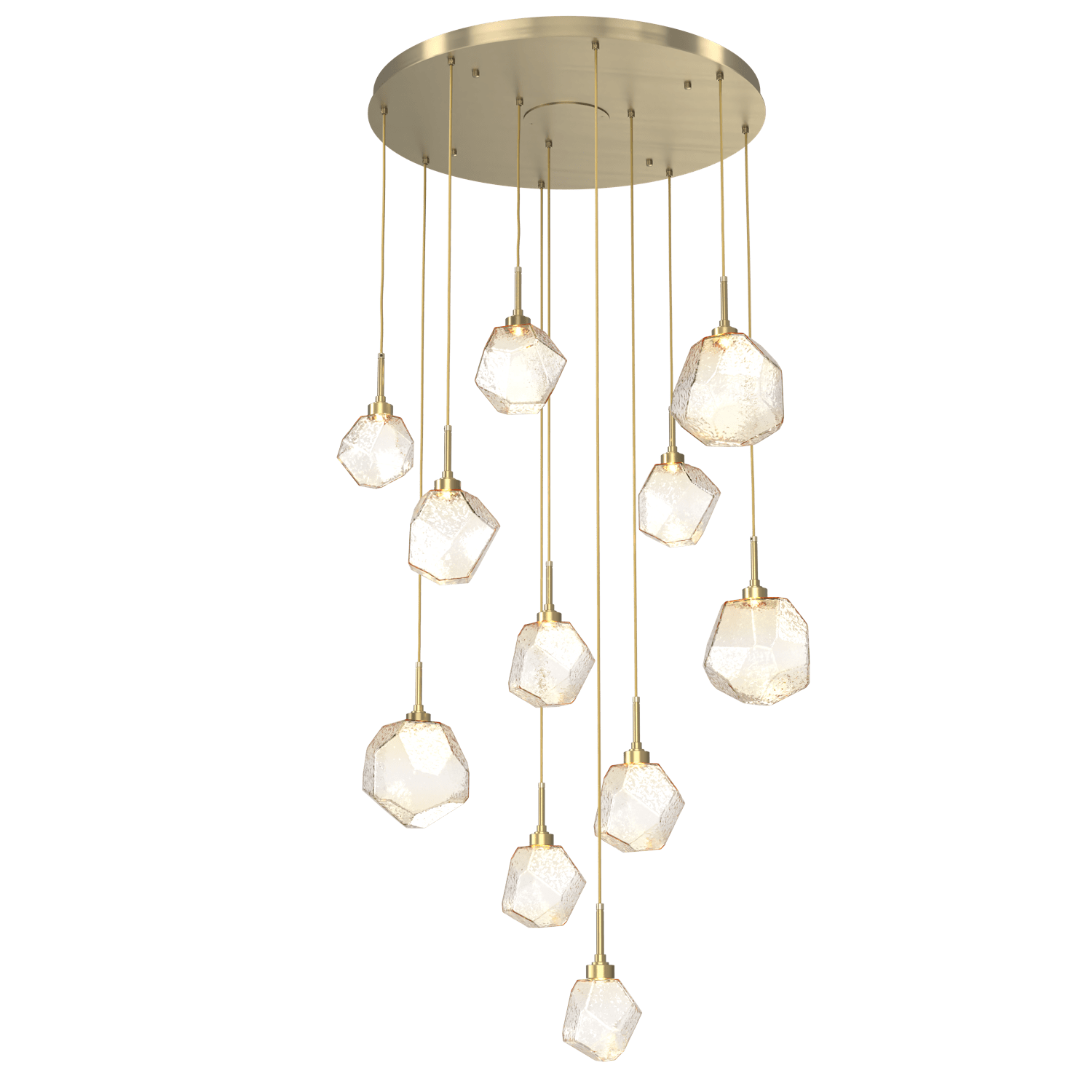 CHB0039-11-HB-A-Hammerton-Studio-Gem-11-light-round-pendant-chandelier-with-heritage-brass-finish-and-amber-blown-glass-shades-and-LED-lamping