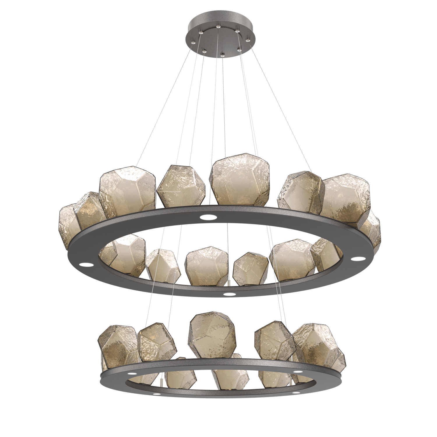 CHB0039-2B-GP-B-Hammerton-Studio-Gem-48-inch-two-tier-ring-chandelier-with-graphite-finish-and-bronze-blown-glass-shades-and-LED-lamping