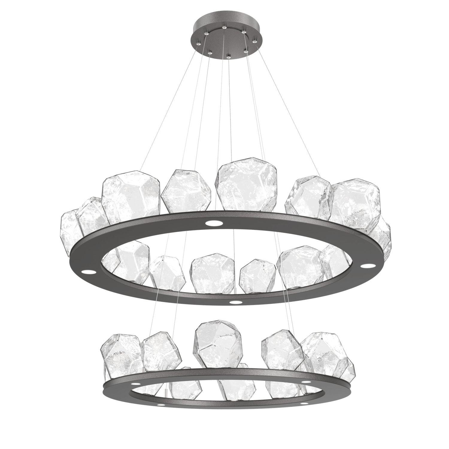 CHB0039-2B-GP-C-Hammerton-Studio-Gem-48-inch-two-tier-ring-chandelier-with-graphite-finish-and-clear-blown-glass-shades-and-LED-lamping