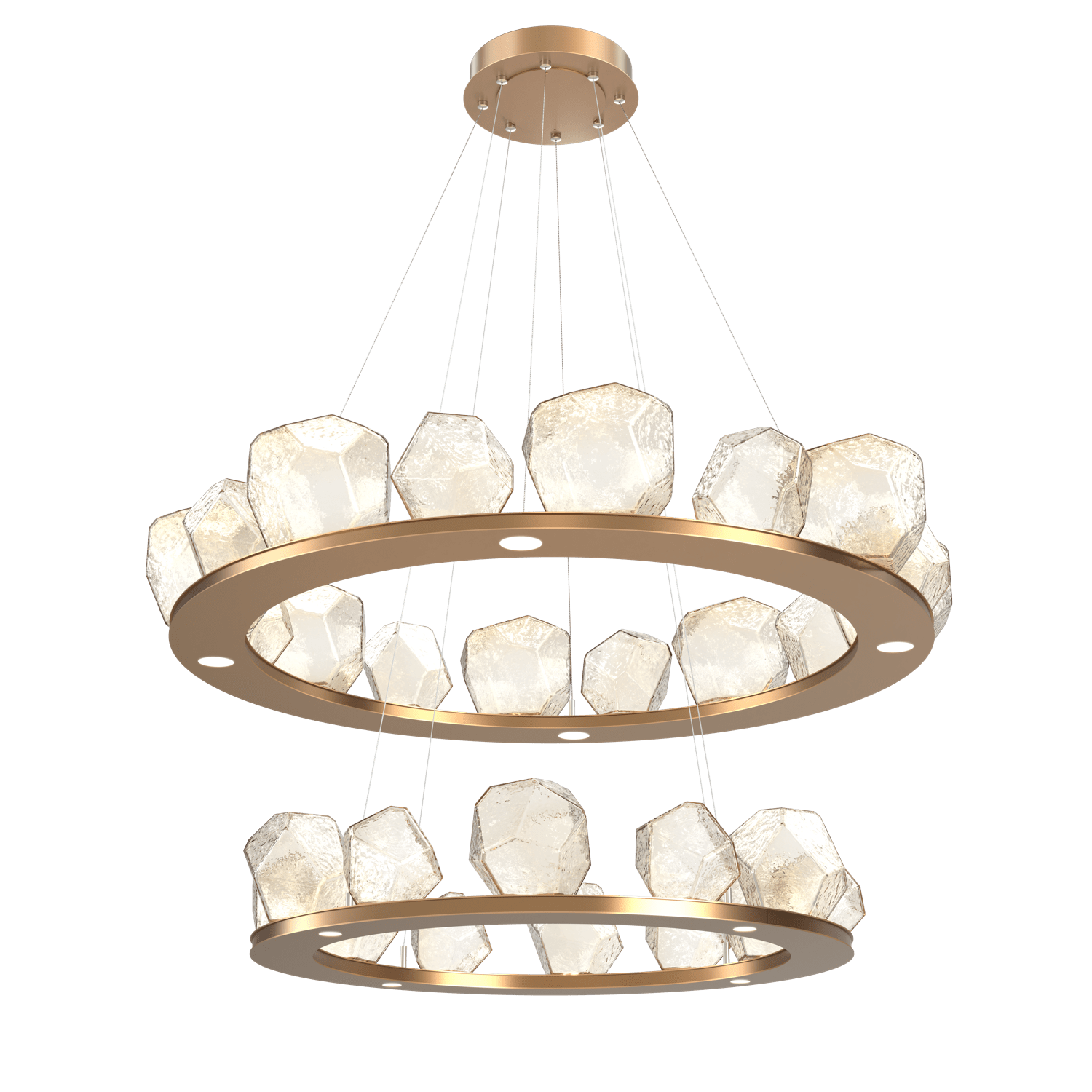 CHB0039-2B-NB-A-Hammerton-Studio-Gem-48-inch-two-tier-ring-chandelier-with-novel-brass-finish-and-amber-blown-glass-shades-and-LED-lamping