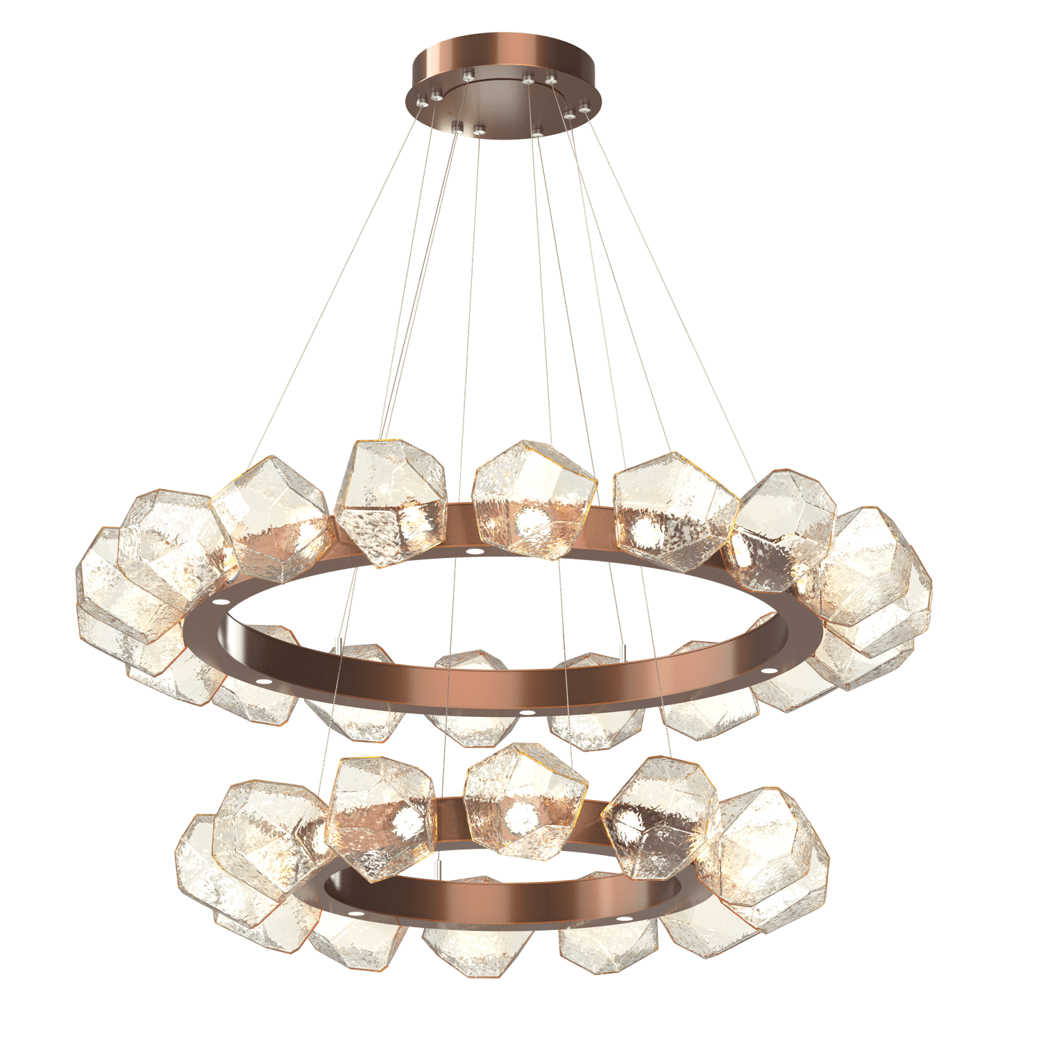 CHB0039-2T-BB-A-Hammerton-Studio-Gem-48-inch-two-tier-radial-ring-chandelier-with-burnished-bronze-finish-and-amber-blown-glass-shades-and-LED-lamping