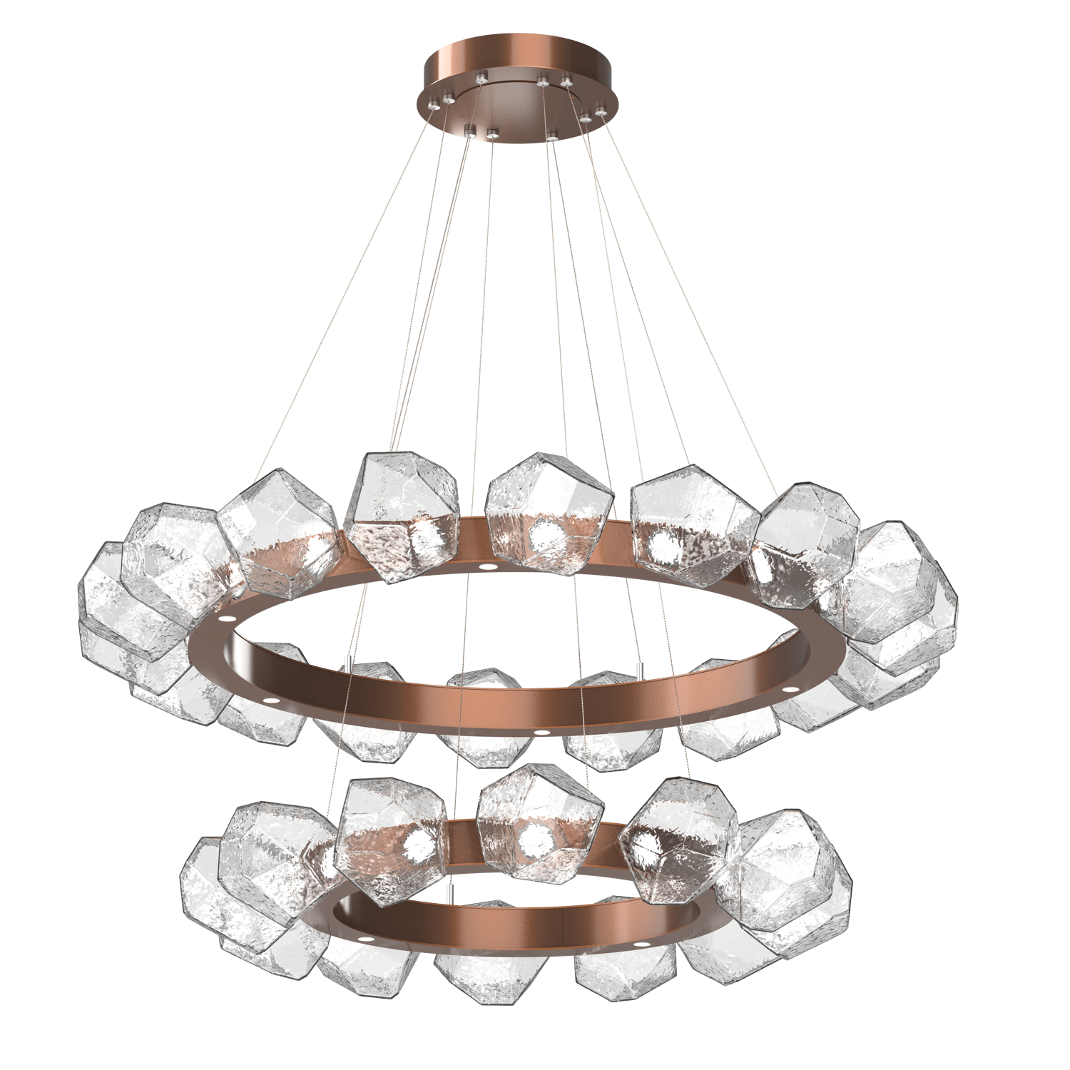 CHB0039-2T-BB-C-Hammerton-Studio-Gem-48-inch-two-tier-radial-ring-chandelier-with-burnished-bronze-finish-and-clear-blown-glass-shades-and-LED-lamping