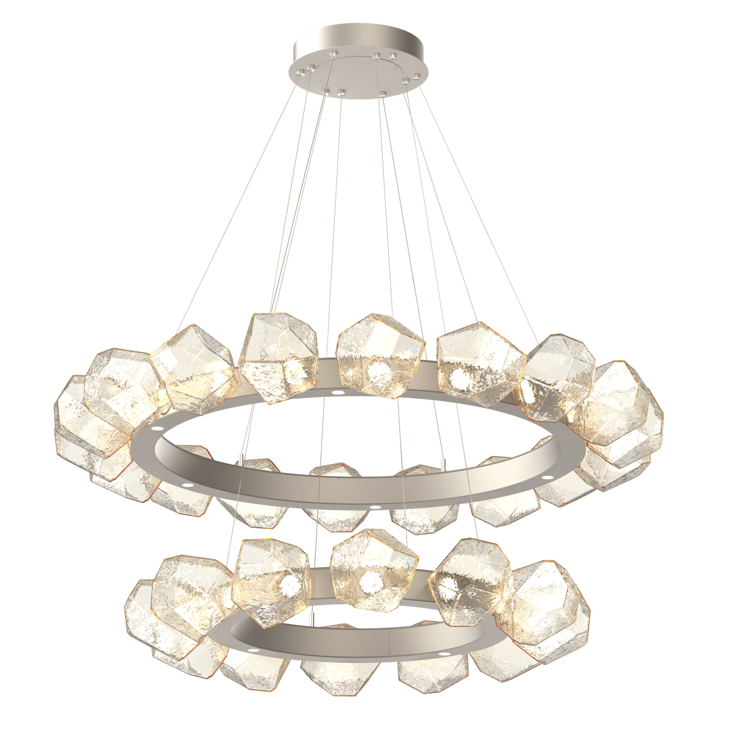 CHB0039-2T-BS-A-Hammerton-Studio-Gem-48-inch-two-tier-radial-ring-chandelier-with-metallic-beige-silver-finish-and-amber-blown-glass-shades-and-LED-lamping