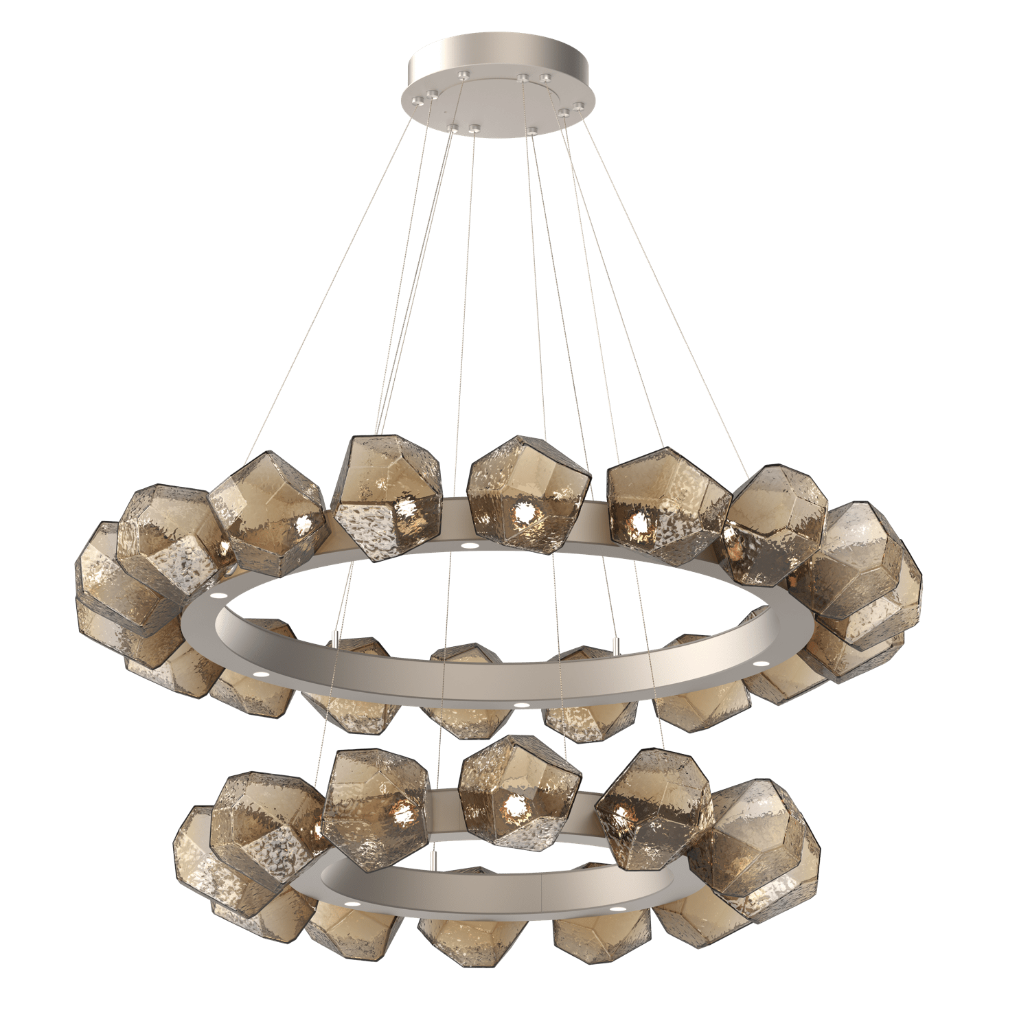 CHB0039-2T-BS-B-Hammerton-Studio-Gem-48-inch-two-tier-radial-ring-chandelier-with-metallic-beige-silver-finish-and-bronze-blown-glass-shades-and-LED-lamping