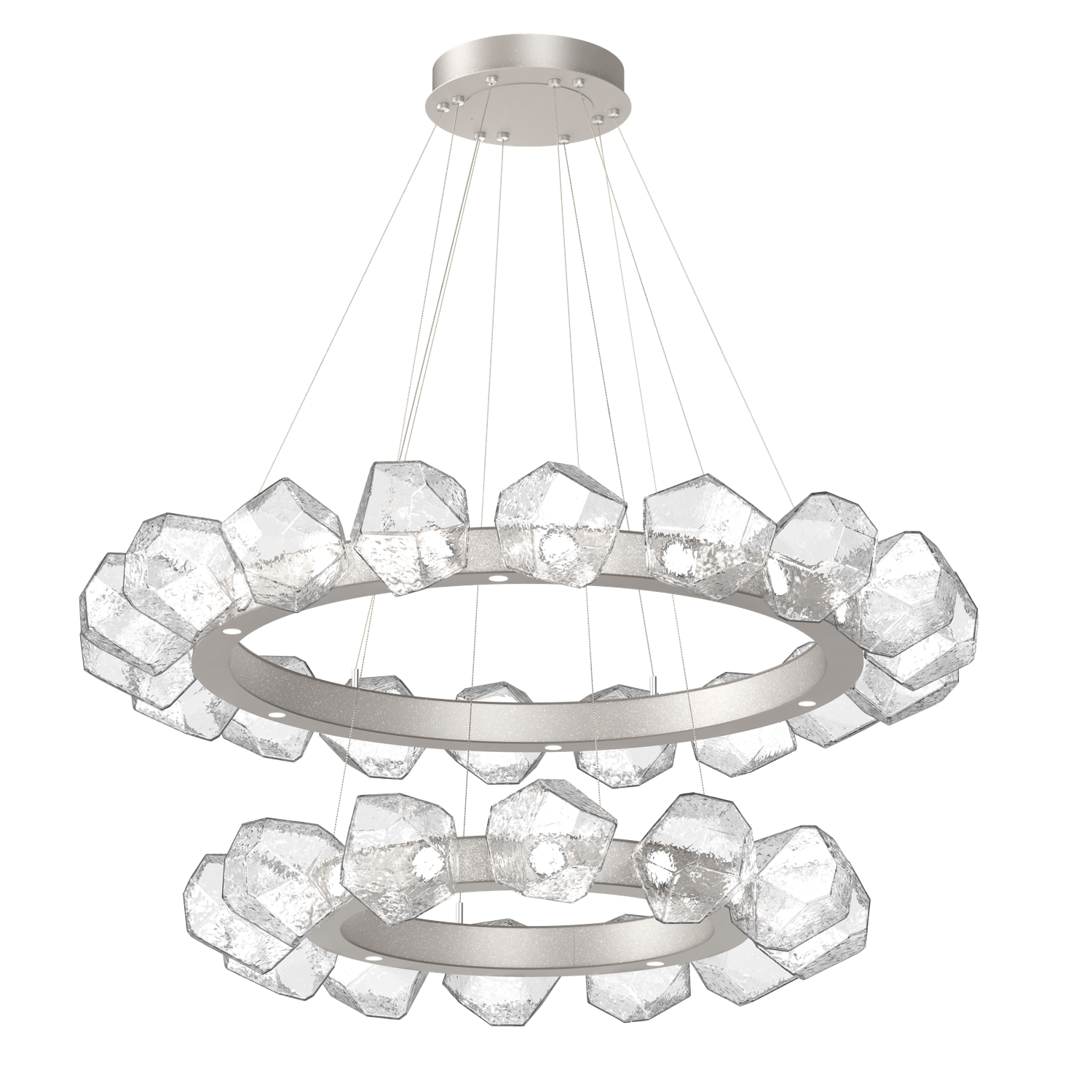 CHB0039-2T-BS-C-Hammerton-Studio-Gem-48-inch-two-tier-radial-ring-chandelier-with-metallic-beige-silver-finish-and-clear-blown-glass-shades-and-LED-lamping