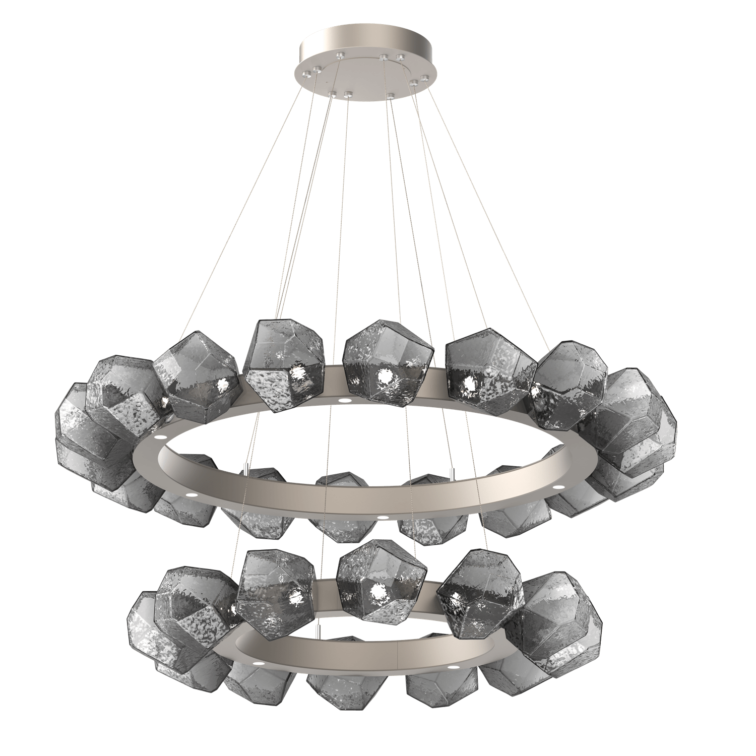 CHB0039-2T-BS-S-Hammerton-Studio-Gem-48-inch-two-tier-radial-ring-chandelier-with-metallic-beige-silver-finish-and-smoke-blown-glass-shades-and-LED-lamping