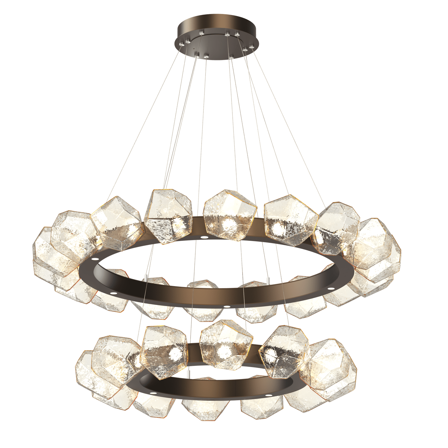 CHB0039-2T-FB-A-Hammerton-Studio-Gem-48-inch-two-tier-radial-ring-chandelier-with-flat-bronze-finish-and-amber-blown-glass-shades-and-LED-lamping