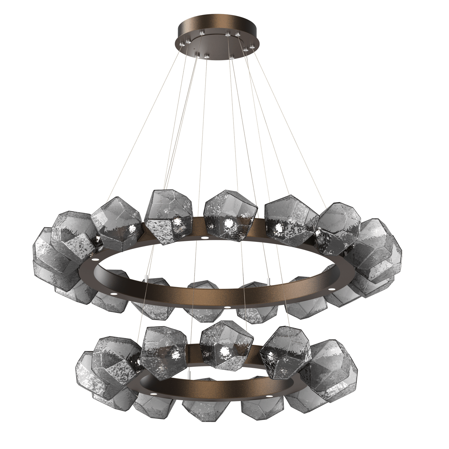CHB0039-2T-FB-S-Hammerton-Studio-Gem-48-inch-two-tier-radial-ring-chandelier-with-flat-bronze-finish-and-smoke-blown-glass-shades-and-LED-lamping