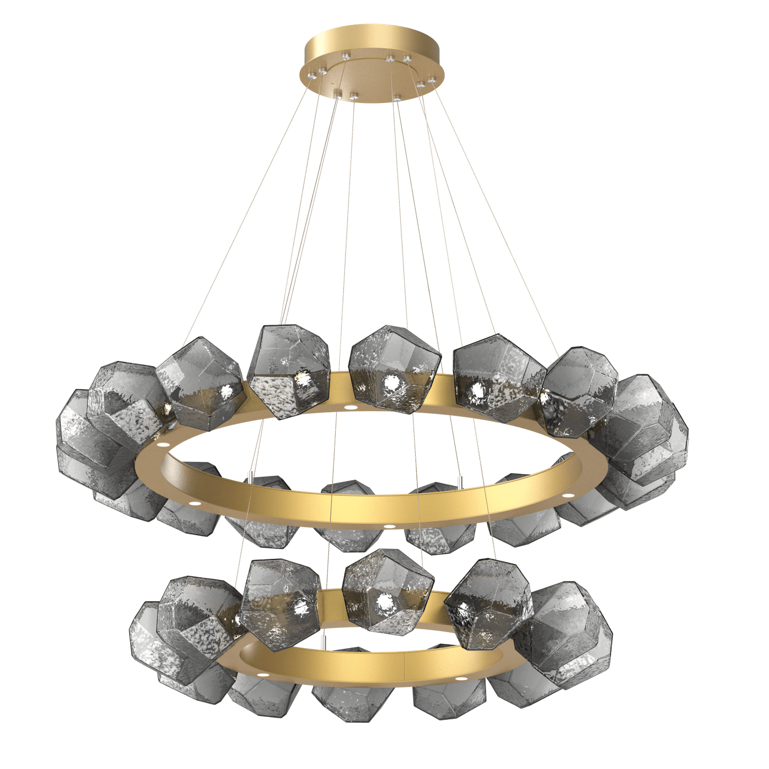 CHB0039-2T-GB-S-Hammerton-Studio-Gem-48-inch-two-tier-radial-ring-chandelier-with-gilded-brass-finish-and-smoke-blown-glass-shades-and-LED-lamping