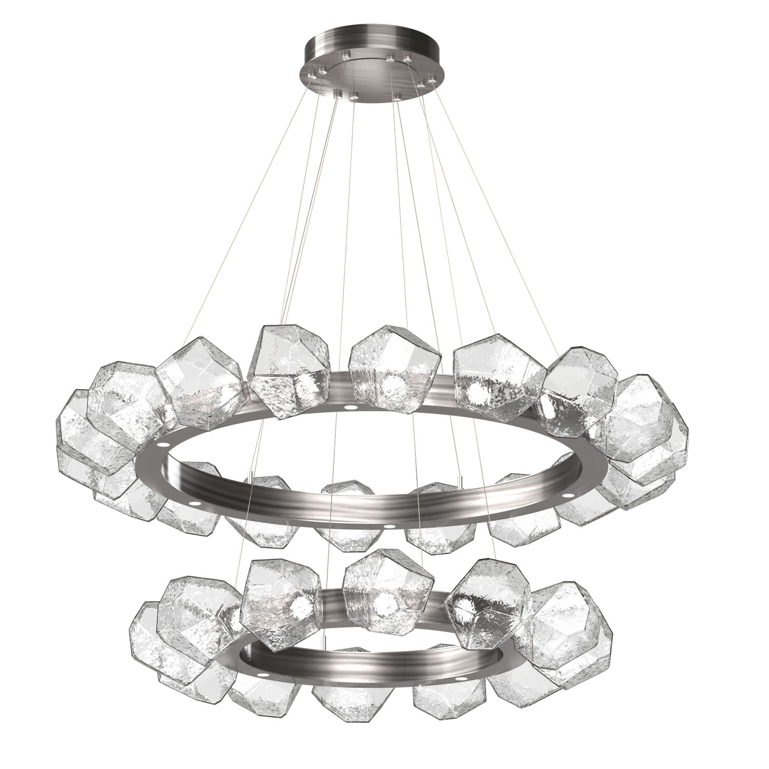 CHB0039-2T-GM-C-Hammerton-Studio-Gem-48-inch-two-tier-radial-ring-chandelier-with-gunmetal-finish-and-clear-blown-glass-shades-and-LED-lamping