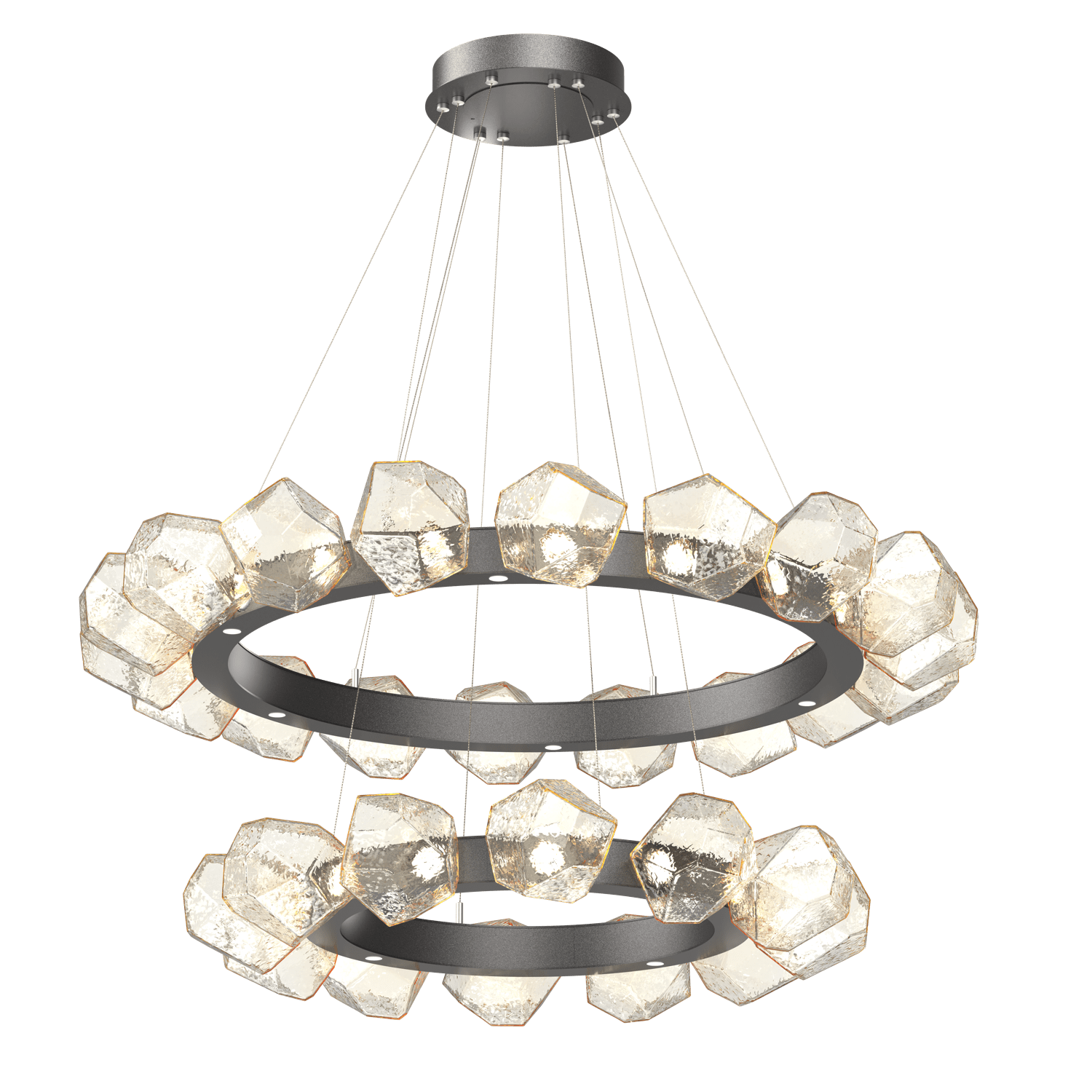 CHB0039-2T-GP-A-Hammerton-Studio-Gem-48-inch-two-tier-radial-ring-chandelier-with-graphite-finish-and-amber-blown-glass-shades-and-LED-lamping