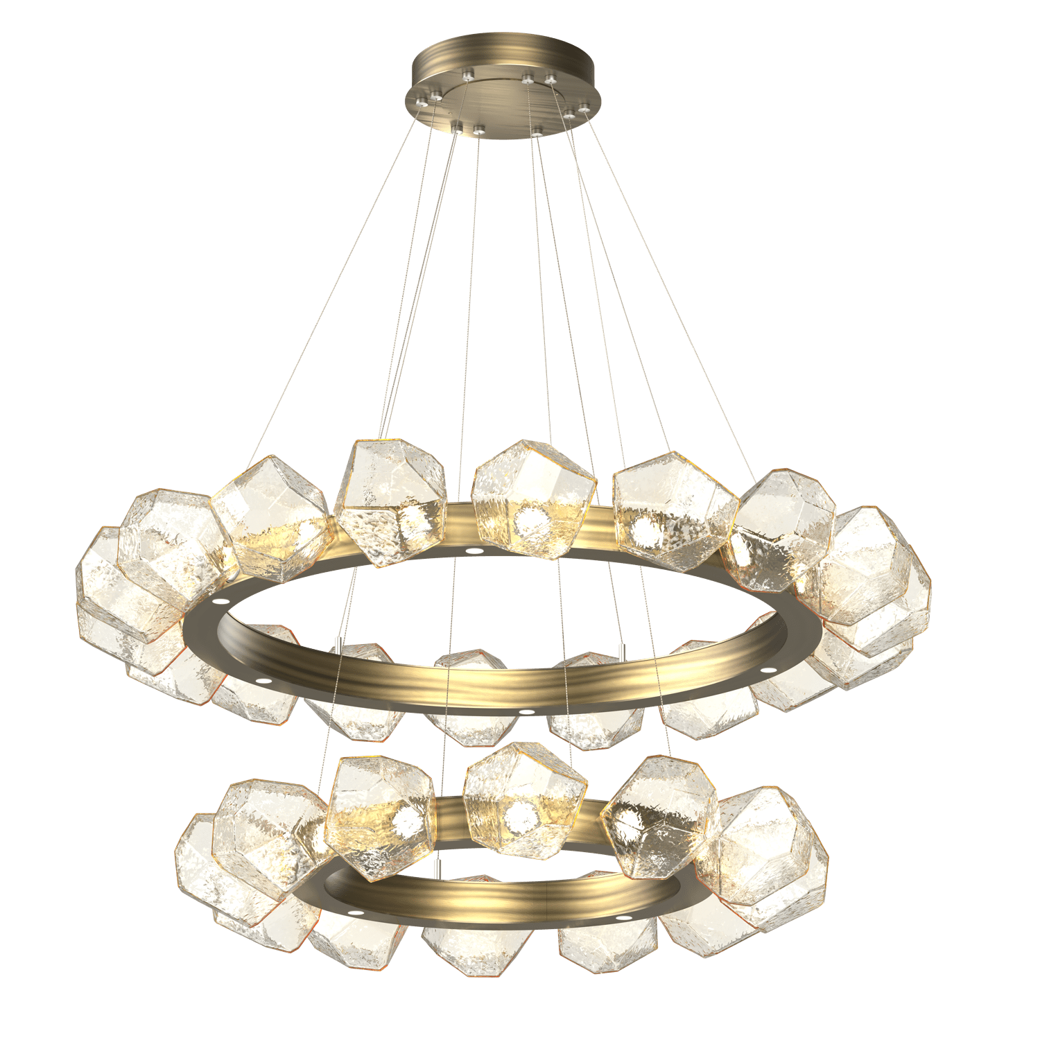 CHB0039-2T-HB-A-Hammerton-Studio-Gem-48-inch-two-tier-radial-ring-chandelier-with-heritage-brass-finish-and-amber-blown-glass-shades-and-LED-lamping
