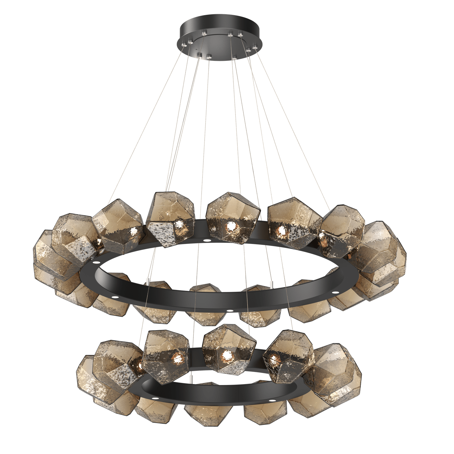CHB0039-2T-MB-B-Hammerton-Studio-Gem-48-inch-two-tier-radial-ring-chandelier-with-matte-black-finish-and-bronze-blown-glass-shades-and-LED-lamping