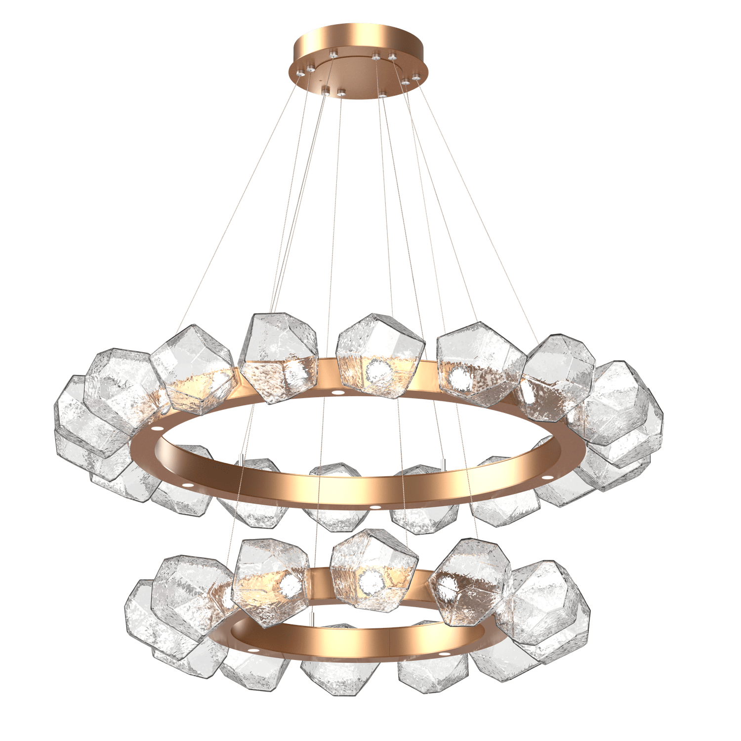 CHB0039-2T-NB-C-Hammerton-Studio-Gem-48-inch-two-tier-radial-ring-chandelier-with-novel-brass-finish-and-clear-blown-glass-shades-and-LED-lamping