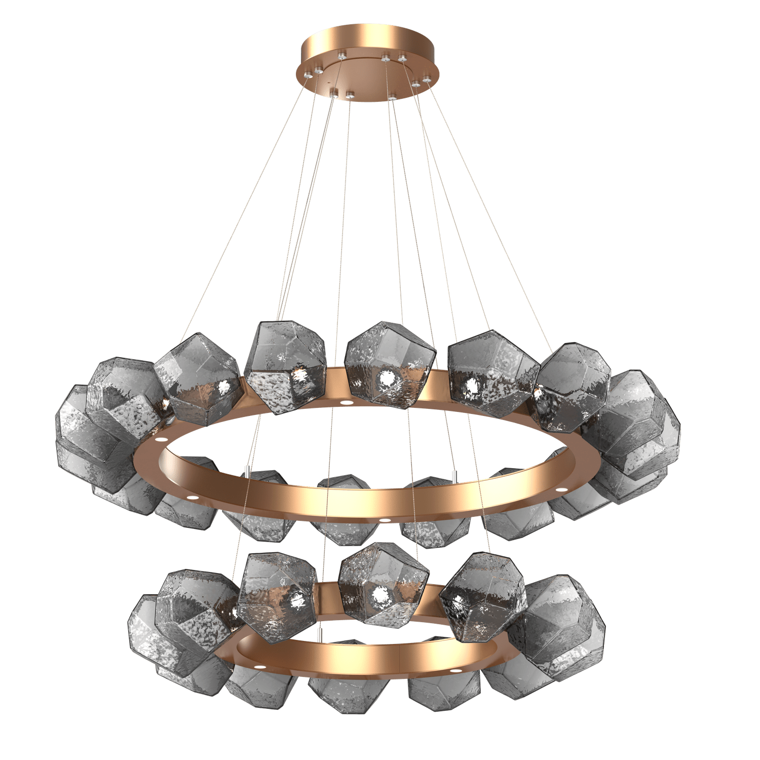 CHB0039-2T-NB-S-Hammerton-Studio-Gem-48-inch-two-tier-radial-ring-chandelier-with-novel-brass-finish-and-smoke-blown-glass-shades-and-LED-lamping