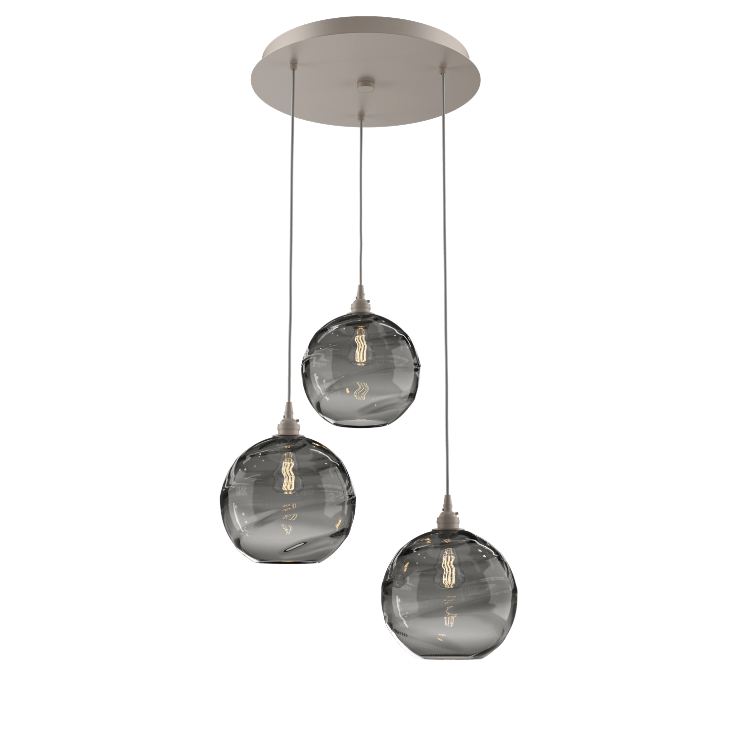 CHB0047-03-BS-OS-Hammerton-Studio-Optic-Blown-Glass-Terra-3-light-round-pendant-chandelier-with-metallic-beige-silver-finish-and-optic-smoke-blown-glass-shades-and-incandescent-lamping