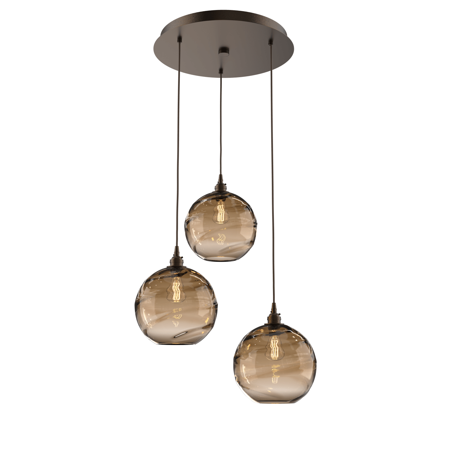 CHB0047-03-FB-OB-Hammerton-Studio-Optic-Blown-Glass-Terra-3-light-round-pendant-chandelier-with-flat-bronze-finish-and-optic-bronze-blown-glass-shades-and-incandescent-lamping