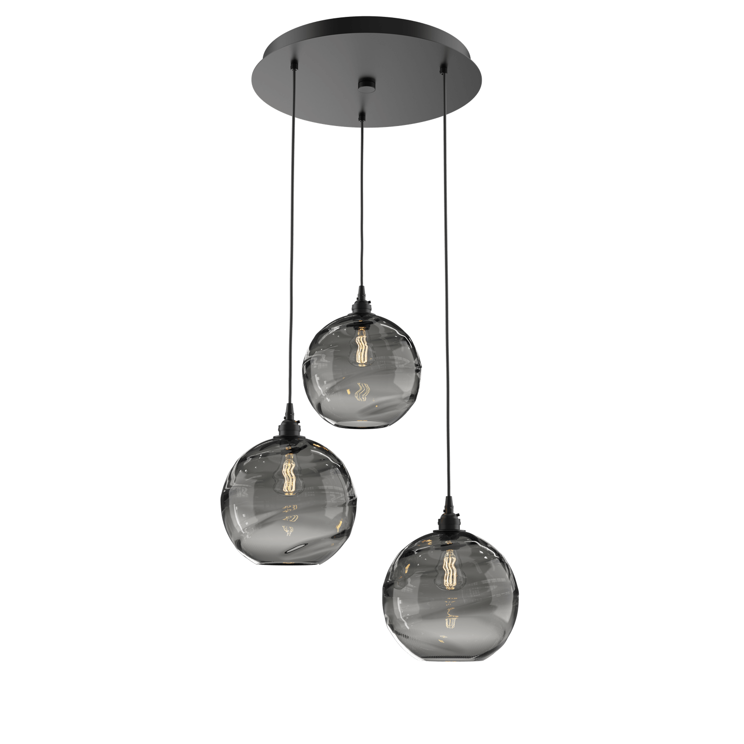 CHB0047-03-MB-OS-Hammerton-Studio-Optic-Blown-Glass-Terra-3-light-round-pendant-chandelier-with-matte-black-finish-and-optic-smoke-blown-glass-shades-and-incandescent-lamping