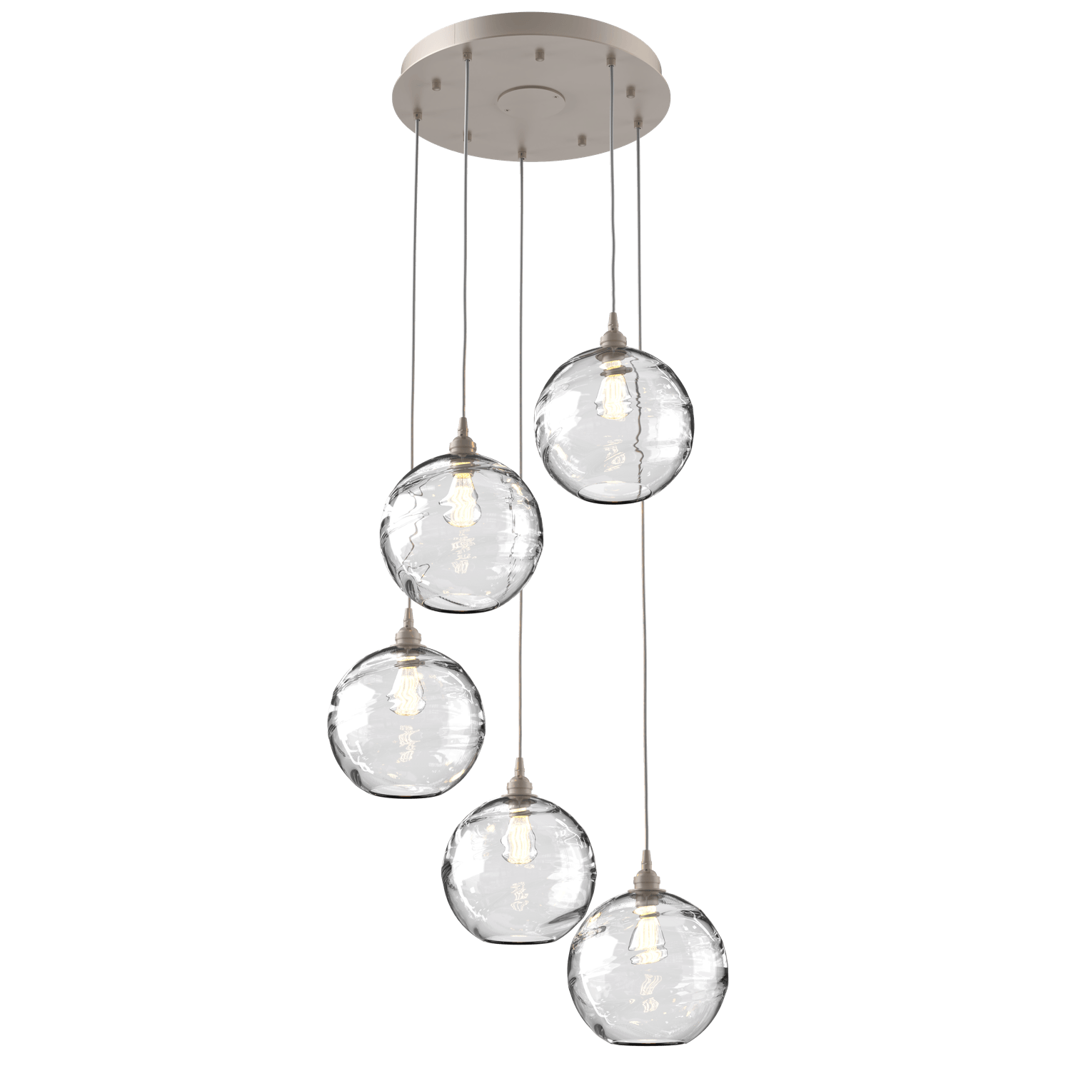 CHB0047-05-BS-OC-Hammerton-Studio-Optic-Blown-Glass-Terra-5-light-round-pendant-chandelier-with-metallic-beige-silver-finish-and-optic-clear-blown-glass-shades-and-incandescent-lamping