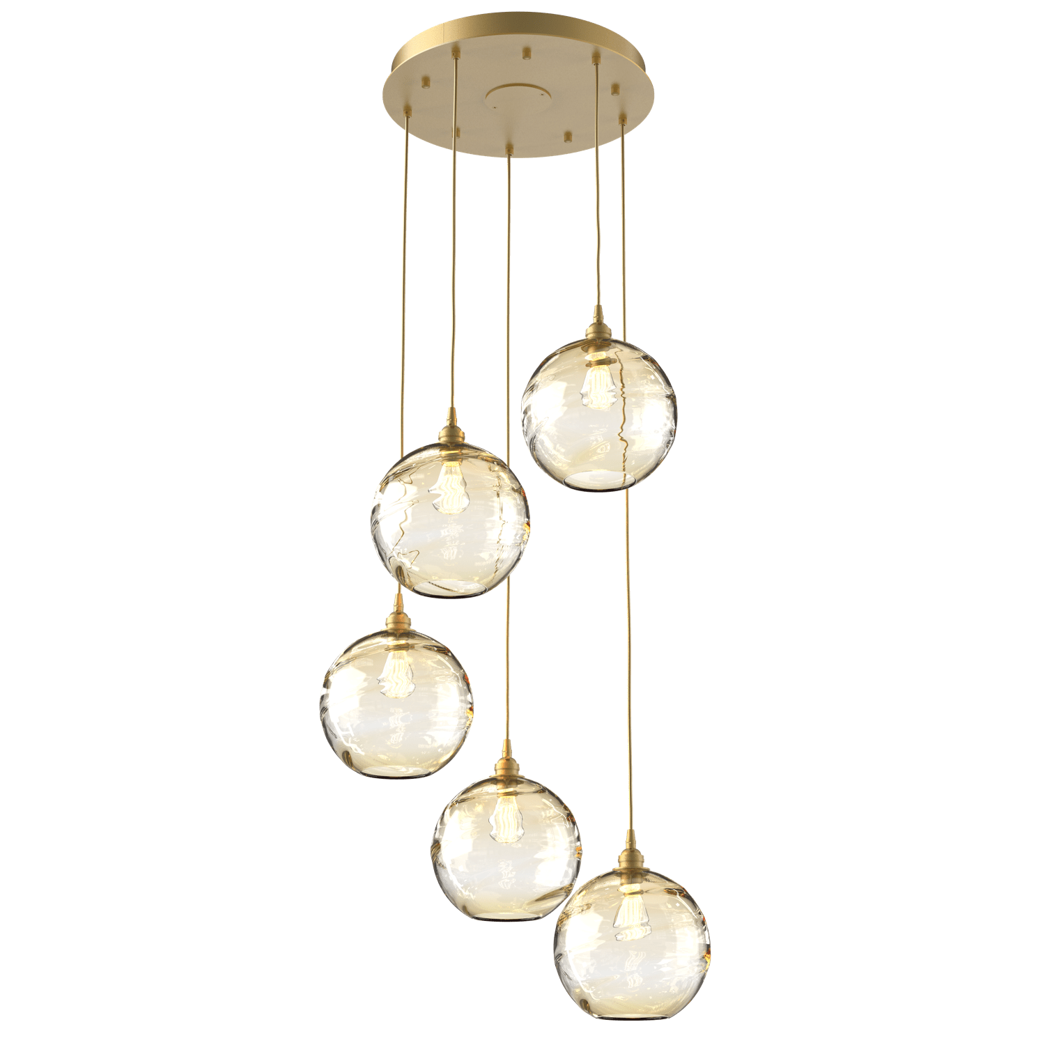 CHB0047-05-GB-OA-Hammerton-Studio-Optic-Blown-Glass-Terra-5-light-round-pendant-chandelier-with-gilded-brass-finish-and-optic-amber-blown-glass-shades-and-incandescent-lamping
