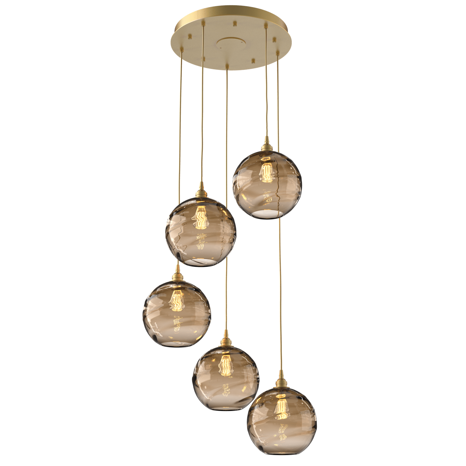 CHB0047-05-GB-OB-Hammerton-Studio-Optic-Blown-Glass-Terra-5-light-round-pendant-chandelier-with-gilded-brass-finish-and-optic-bronze-blown-glass-shades-and-incandescent-lamping