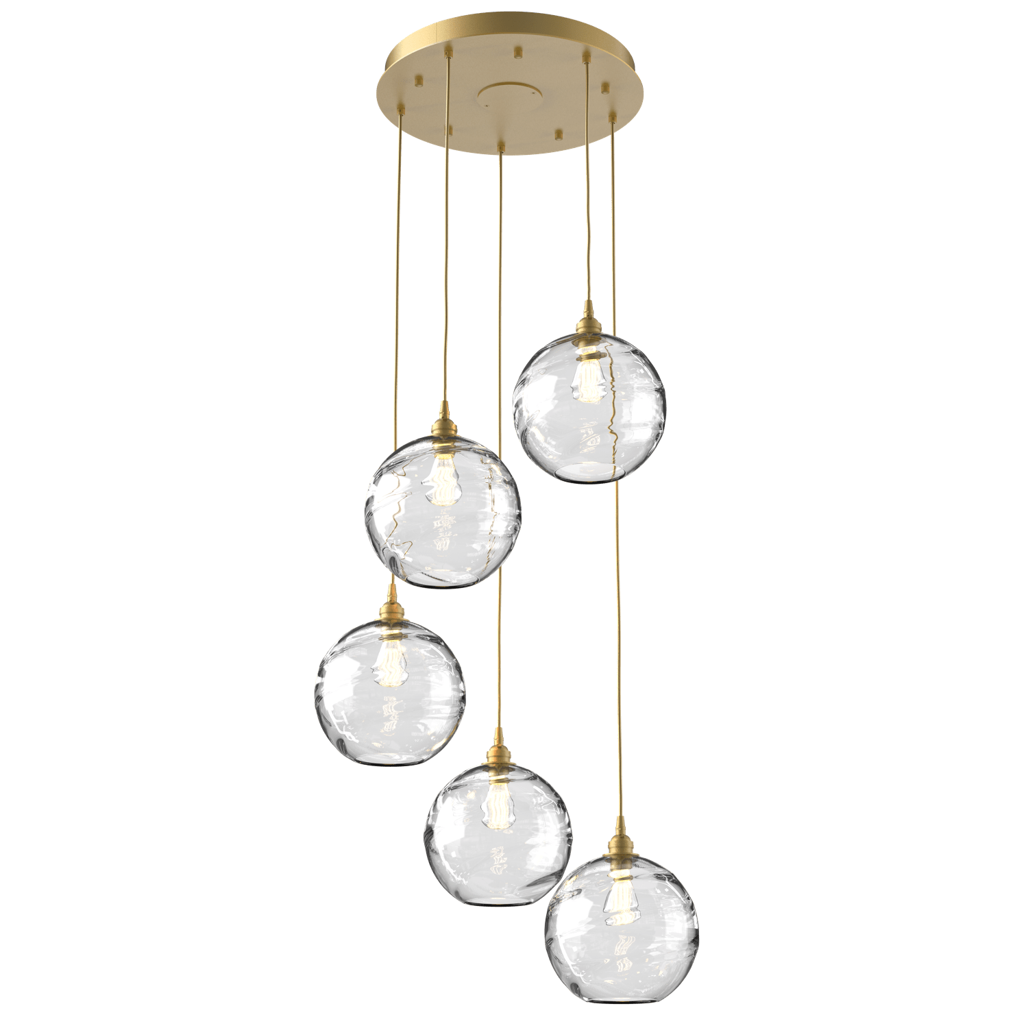 CHB0047-05-GB-OC-Hammerton-Studio-Optic-Blown-Glass-Terra-5-light-round-pendant-chandelier-with-gilded-brass-finish-and-optic-clear-blown-glass-shades-and-incandescent-lamping