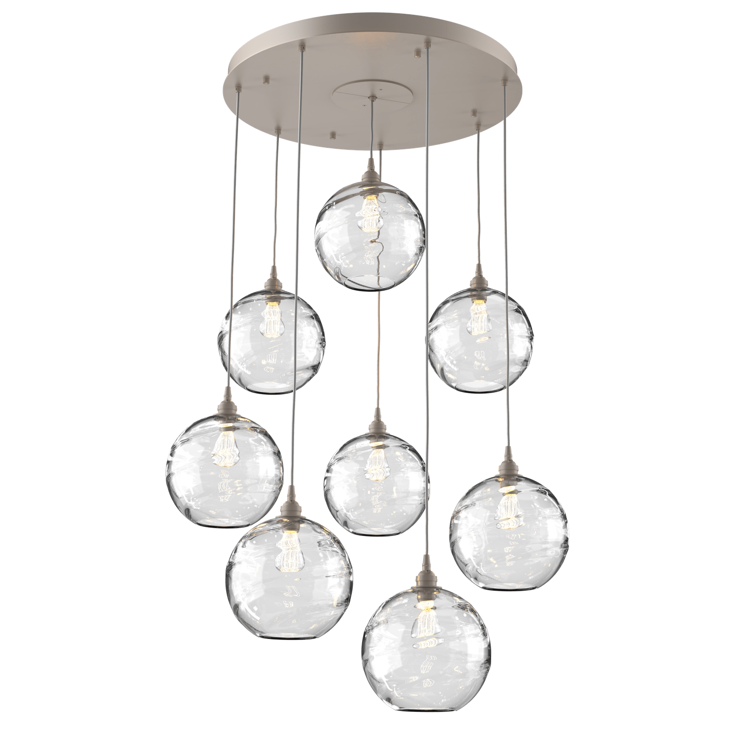 CHB0047-08-BS-OC-Hammerton-Studio-Optic-Blown-Glass-Terra-8-light-round-pendant-chandelier-with-metallic-beige-silver-finish-and-optic-clear-blown-glass-shades-and-incandescent-lamping