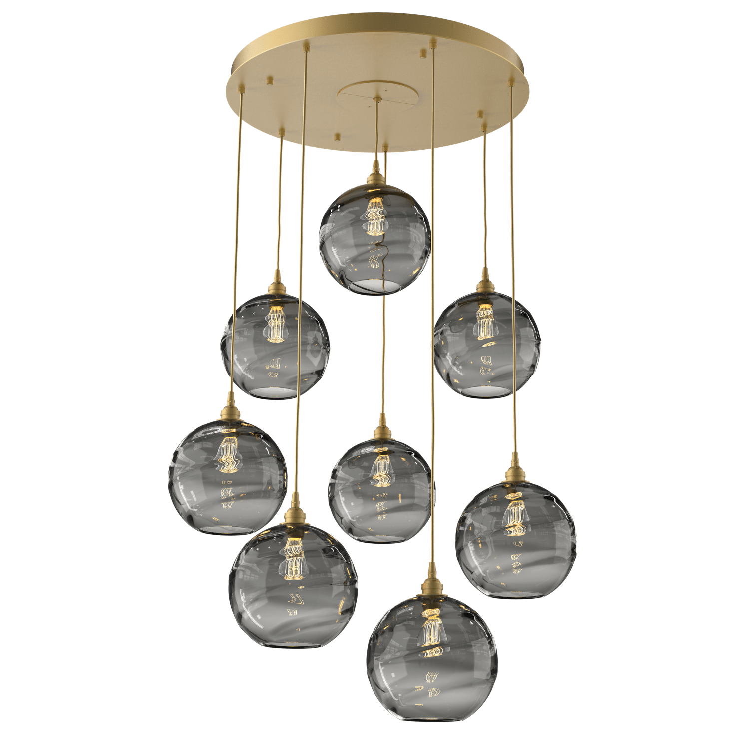 CHB0047-08-GB-OS-Hammerton-Studio-Optic-Blown-Glass-Terra-8-light-round-pendant-chandelier-with-gilded-brass-finish-and-optic-smoke-blown-glass-shades-and-incandescent-lamping