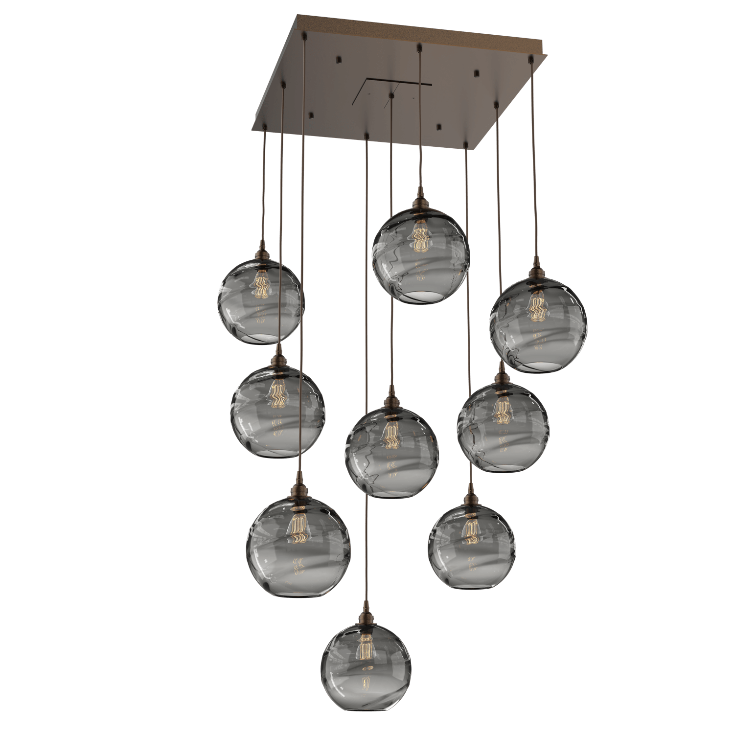 CHB0047-09-FB-OS-Hammerton-Studio-Optic-Blown-Glass-Terra-9-light-square-pendant-chandelier-with-flat-bronze-finish-and-optic-smoke-blown-glass-shades-and-incandescent-lamping