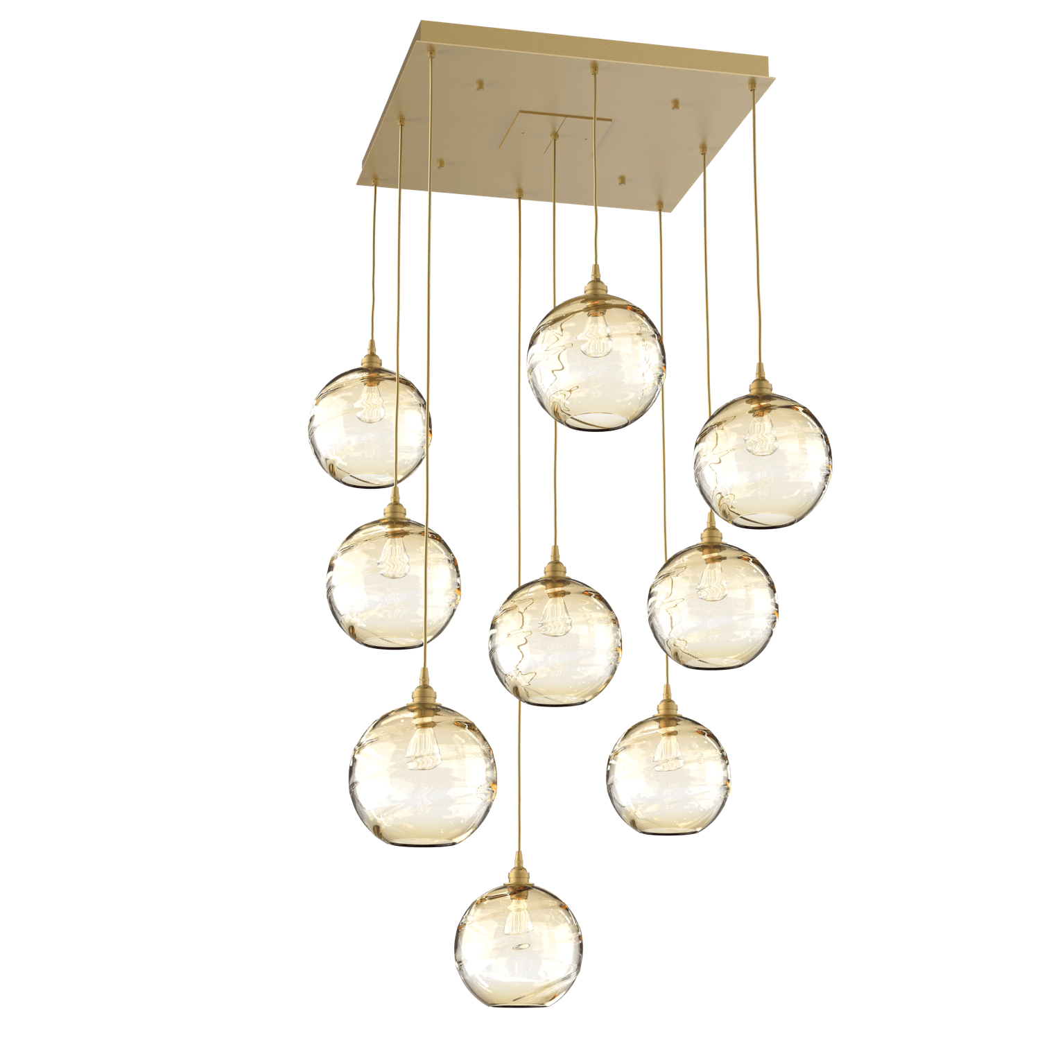 CHB0047-09-GB-OA-Hammerton-Studio-Optic-Blown-Glass-Terra-9-light-square-pendant-chandelier-with-gilded-brass-finish-and-optic-amber-blown-glass-shades-and-incandescent-lamping